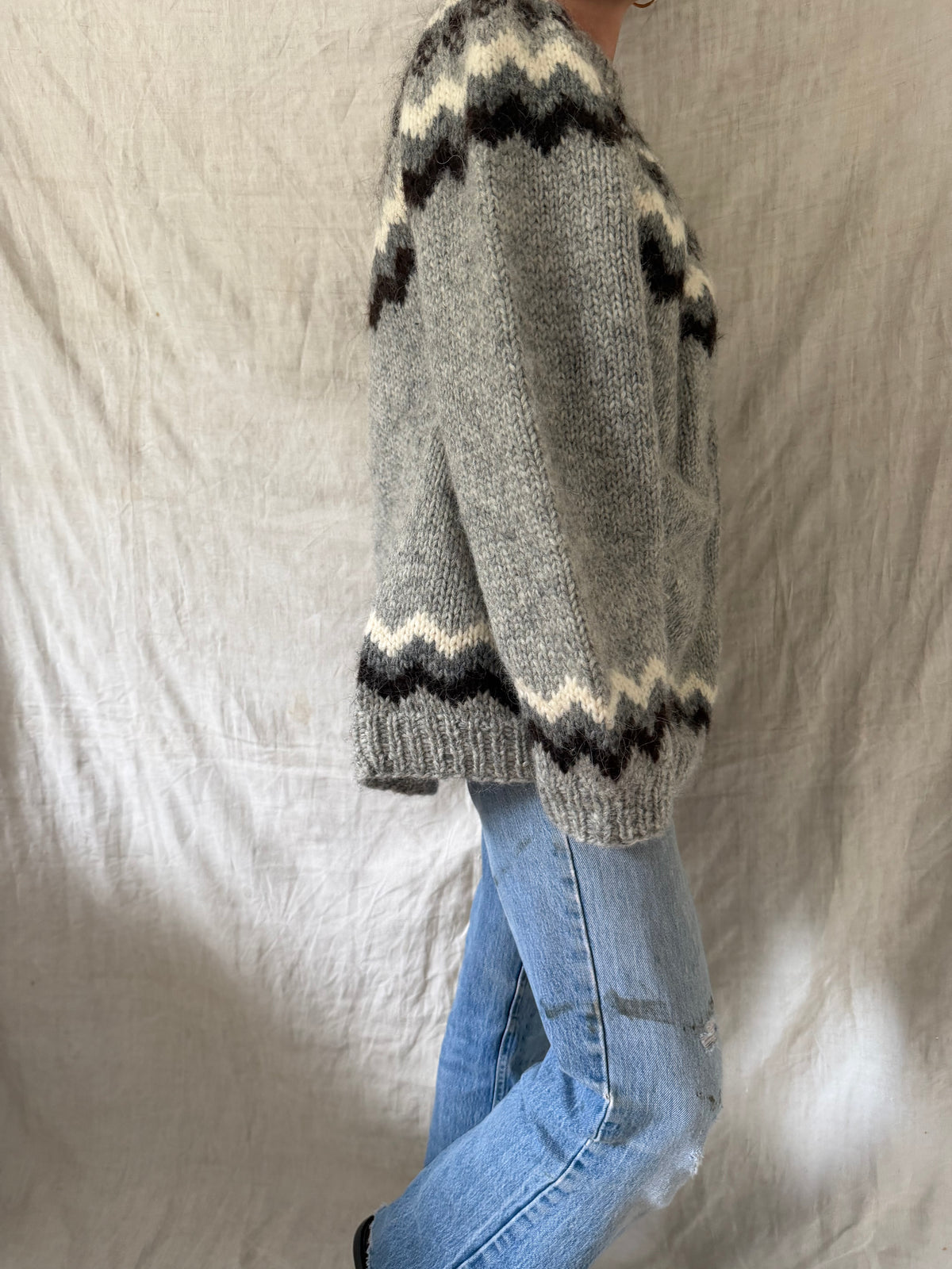 Brown and Grey Icelandic Wool Sweater