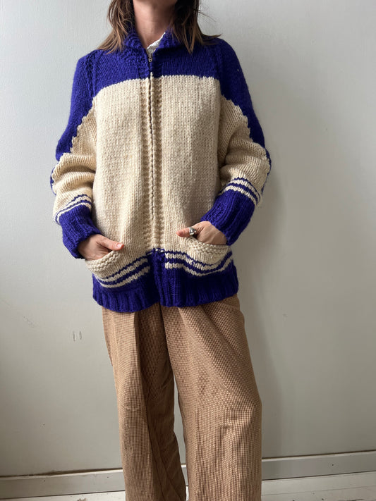 Purple and Cream Curling Sweater