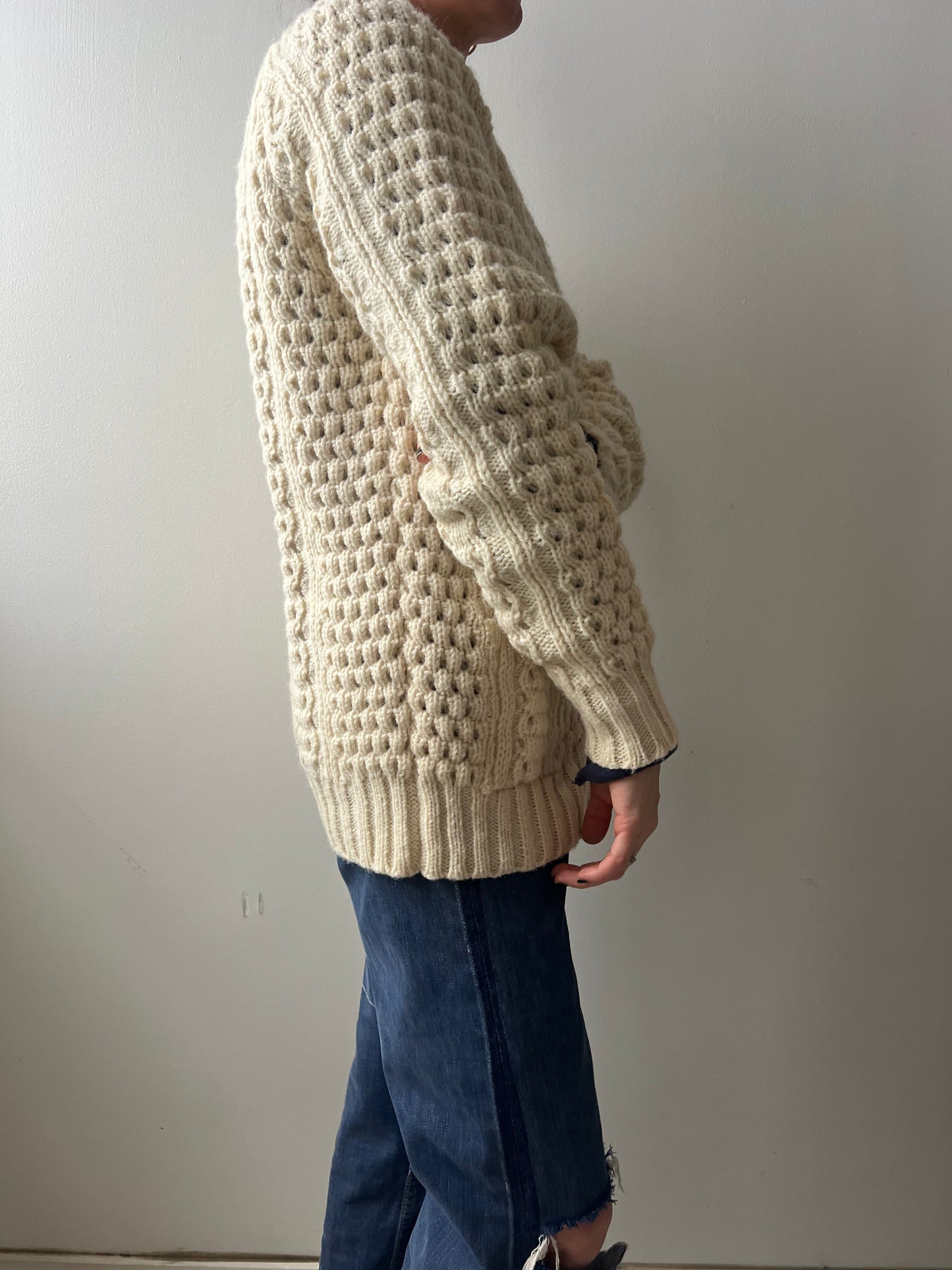 Cream Irish Wool Fisherman Cardigan
