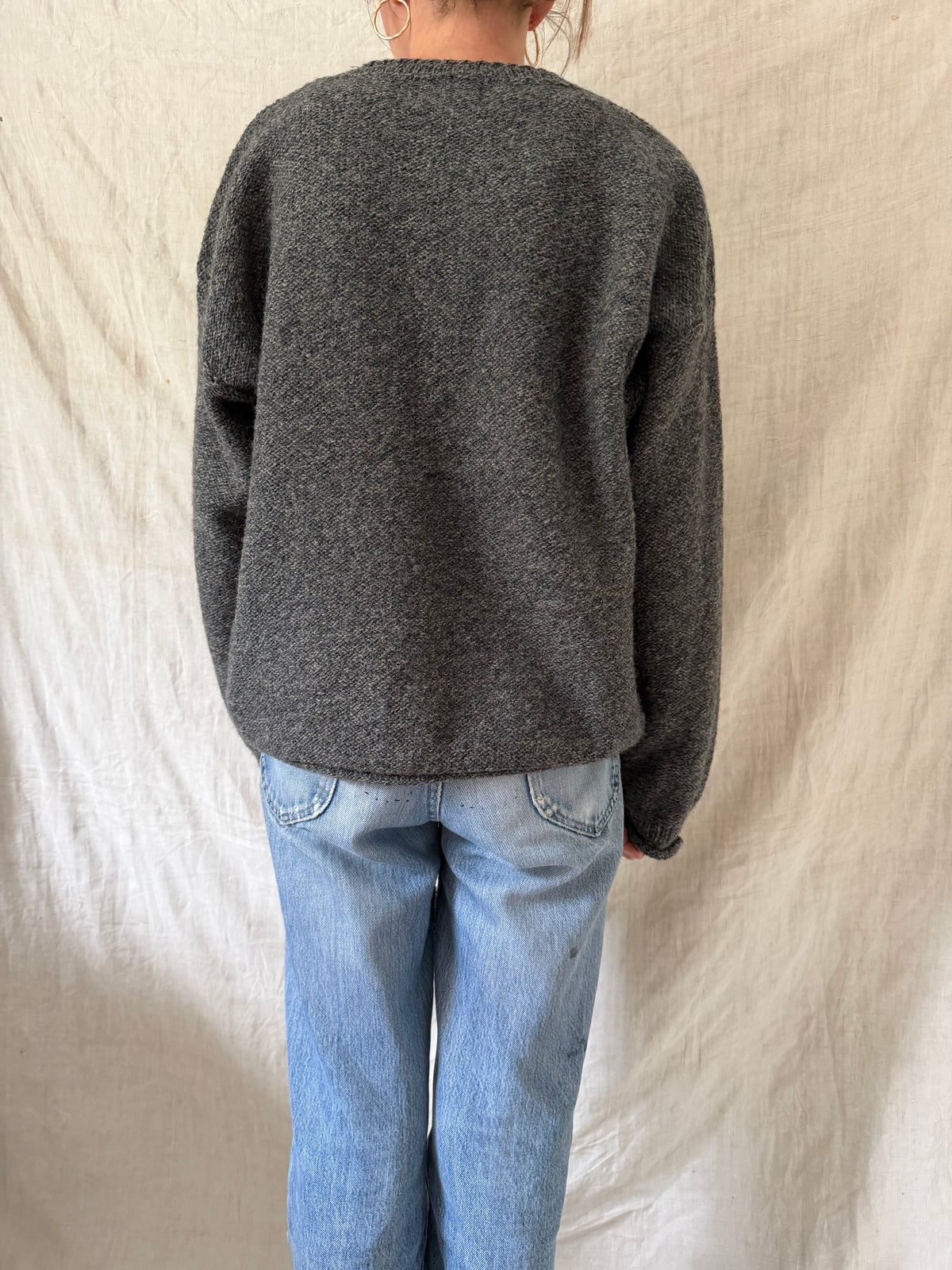 Charcoal Grey Rolled Hem Sweater