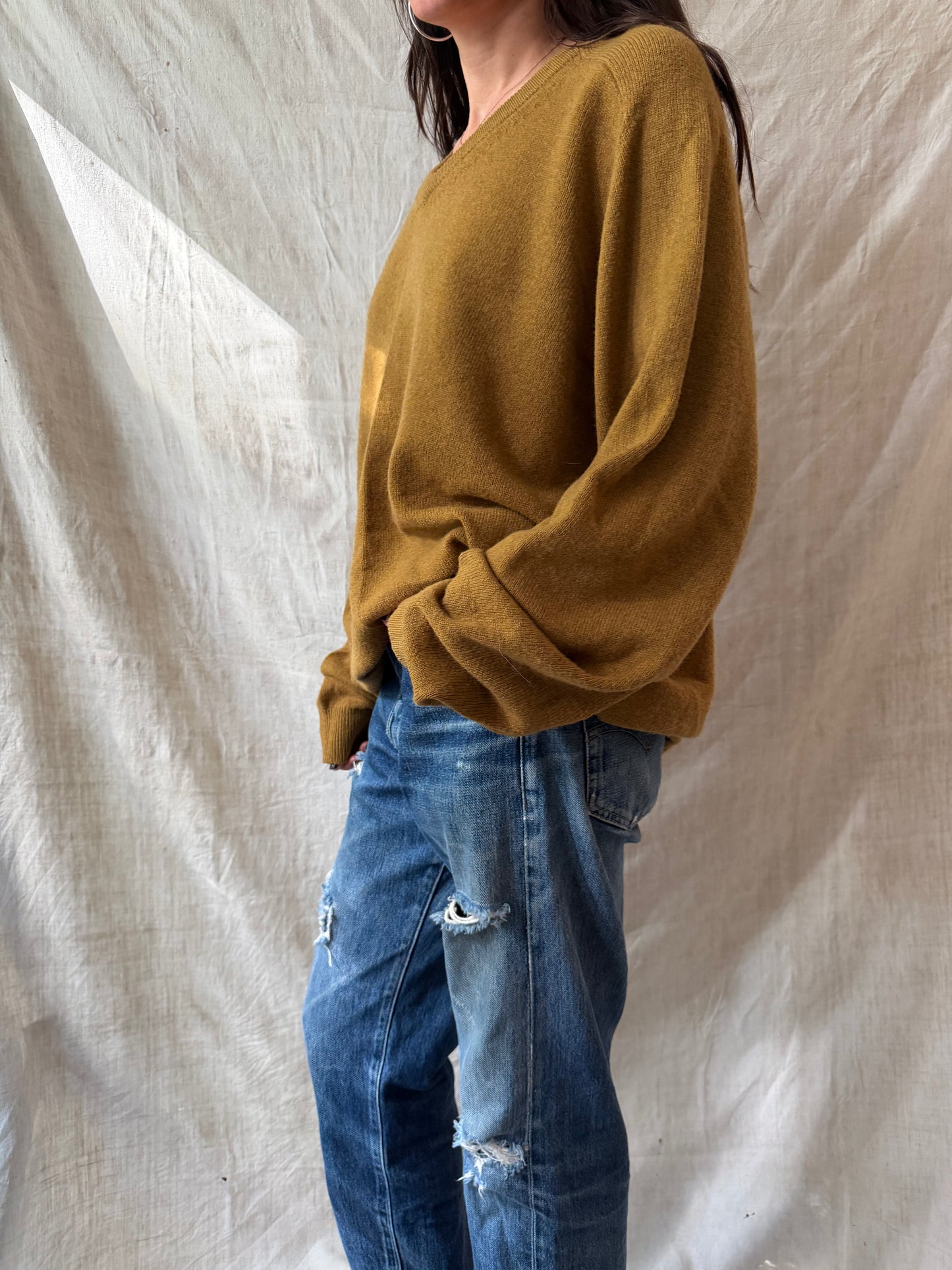 Ochre V Neck Wool Sweater
