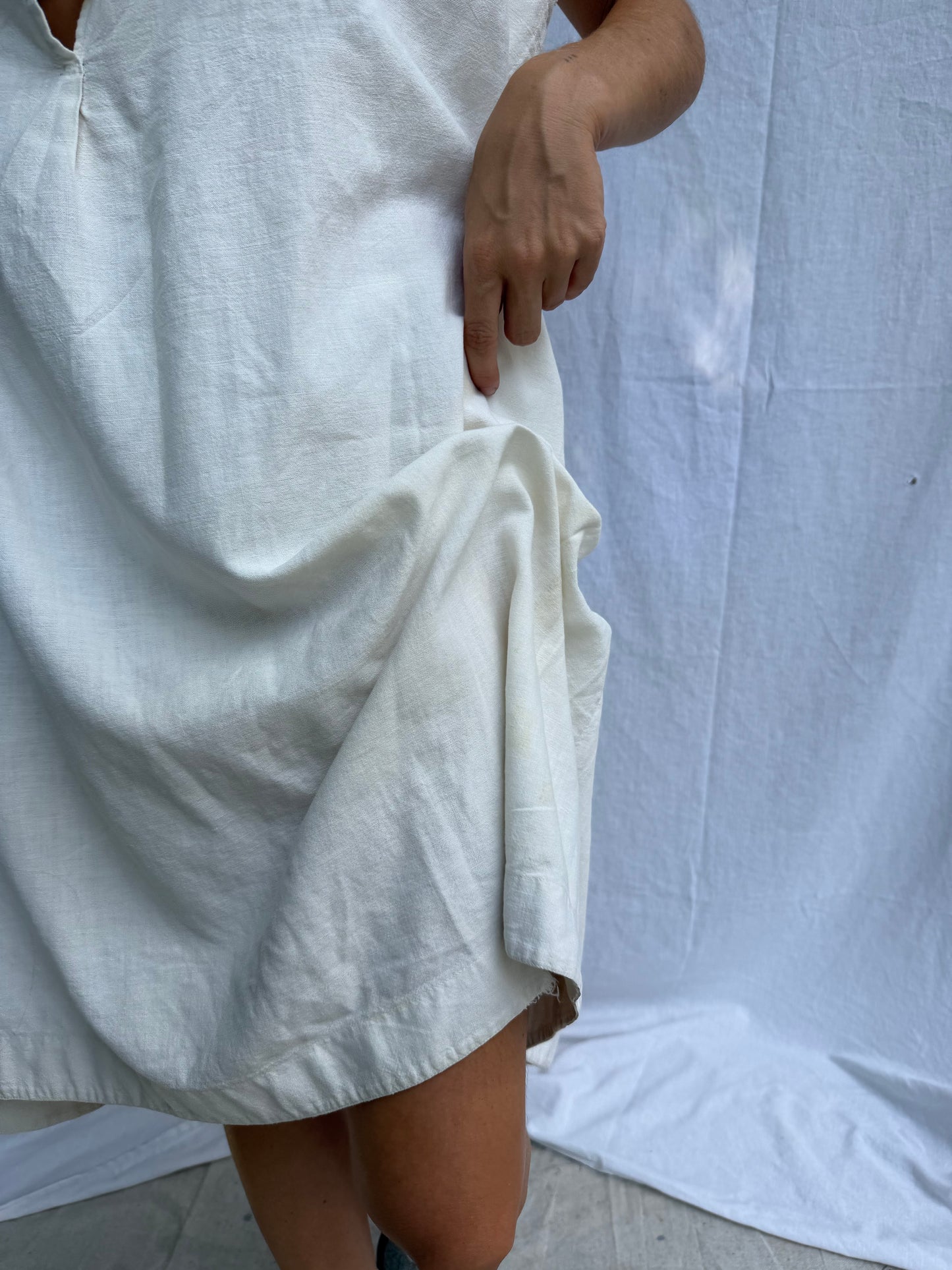 Off-White Victorian Cotton Smock with Bow