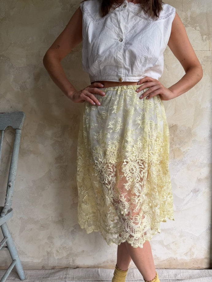 Reworked Yellow Lace Skirt