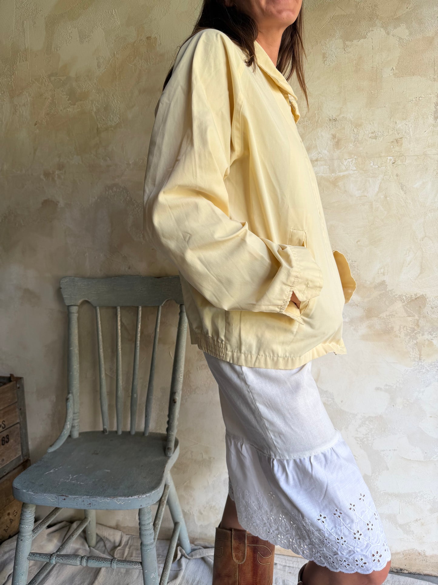Butter Yellow Zip Up Light Jacket