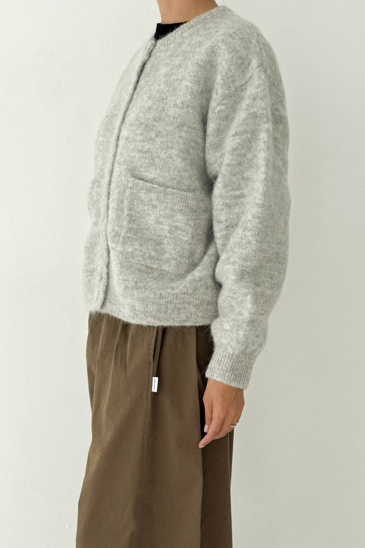 Amélie Alpaca Cardigan in Light Grey By Le Bon Shoppe