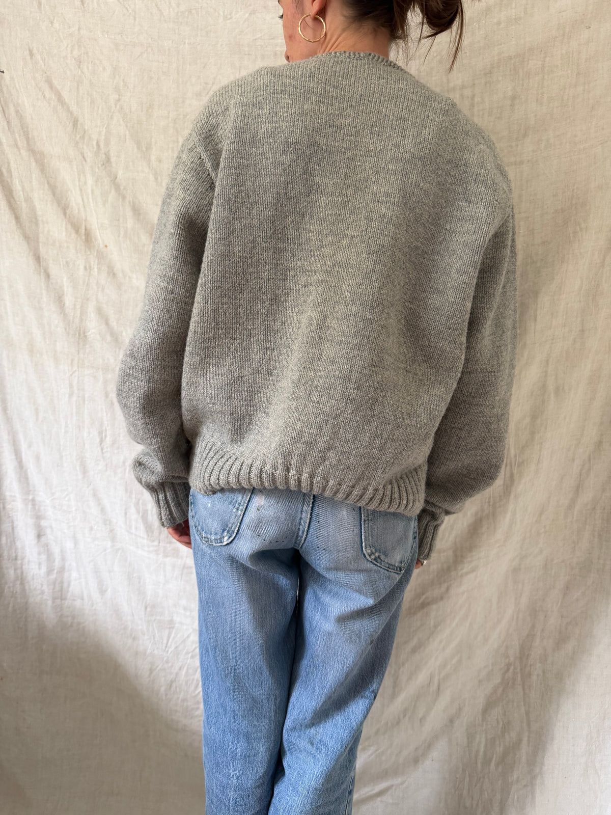 Heather Grey Knit Zip Up Sweater
