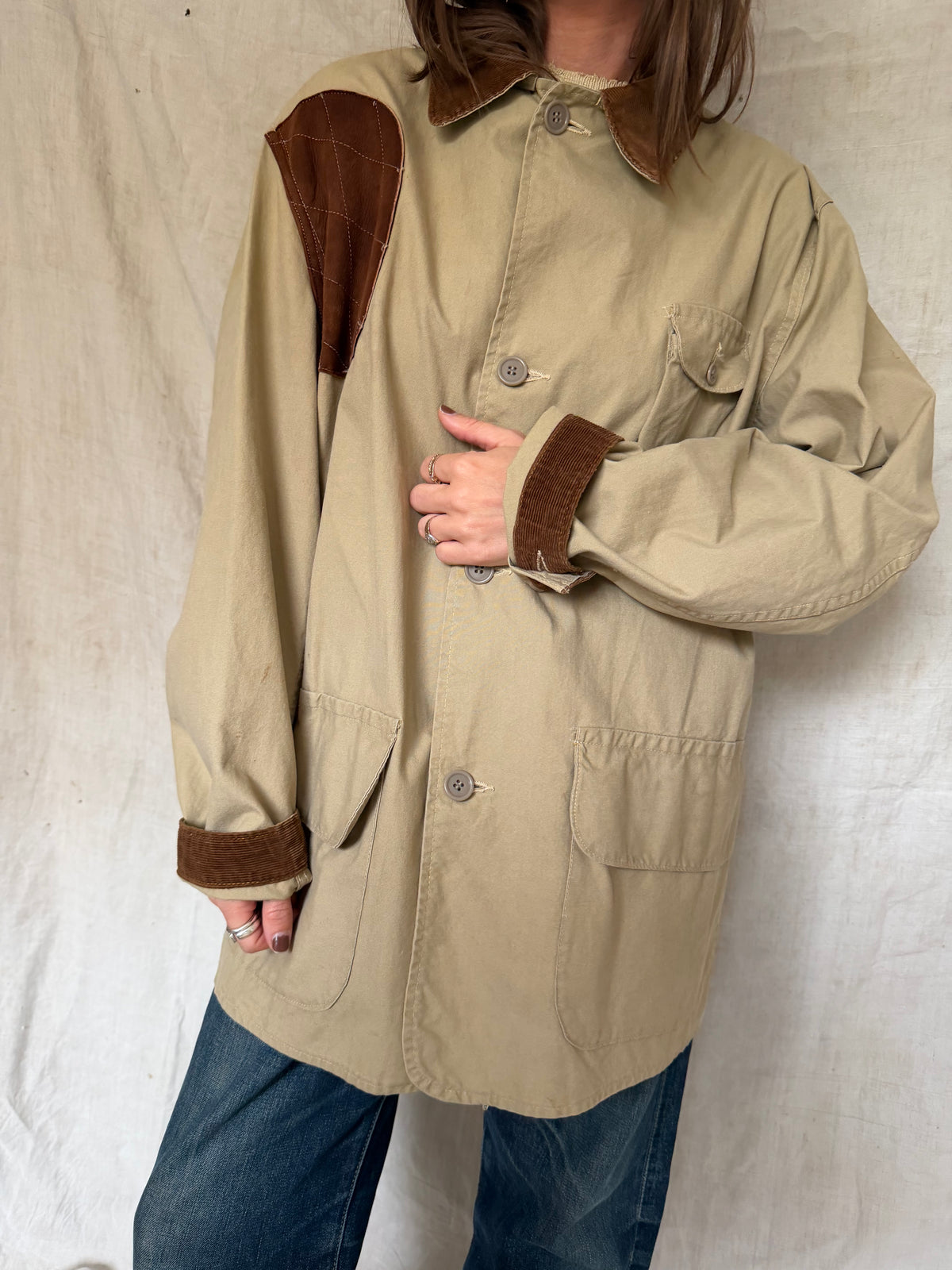 Taupe + Brown Suede Hunting Jacket