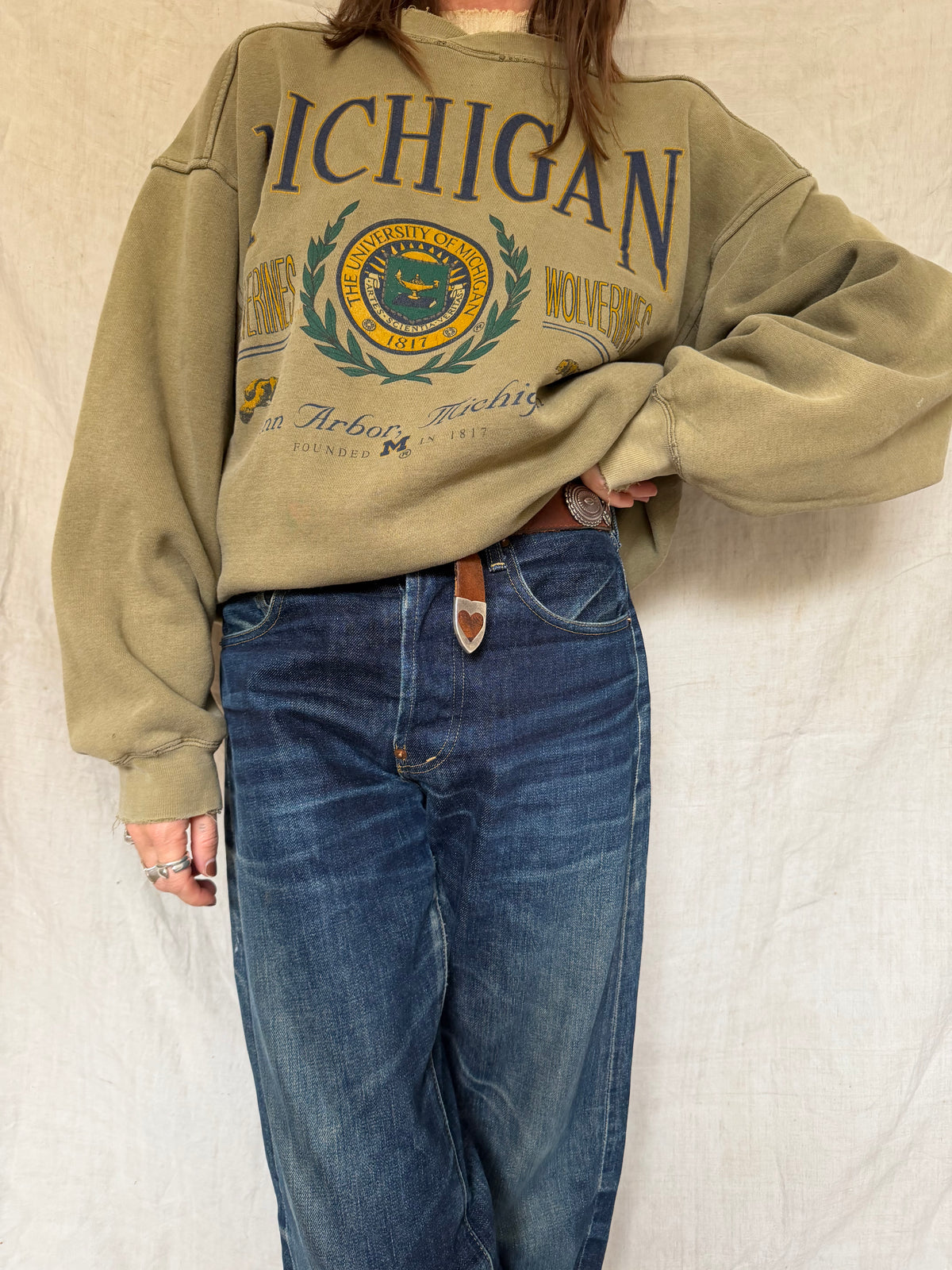 Faded Green Michigan Crewneck