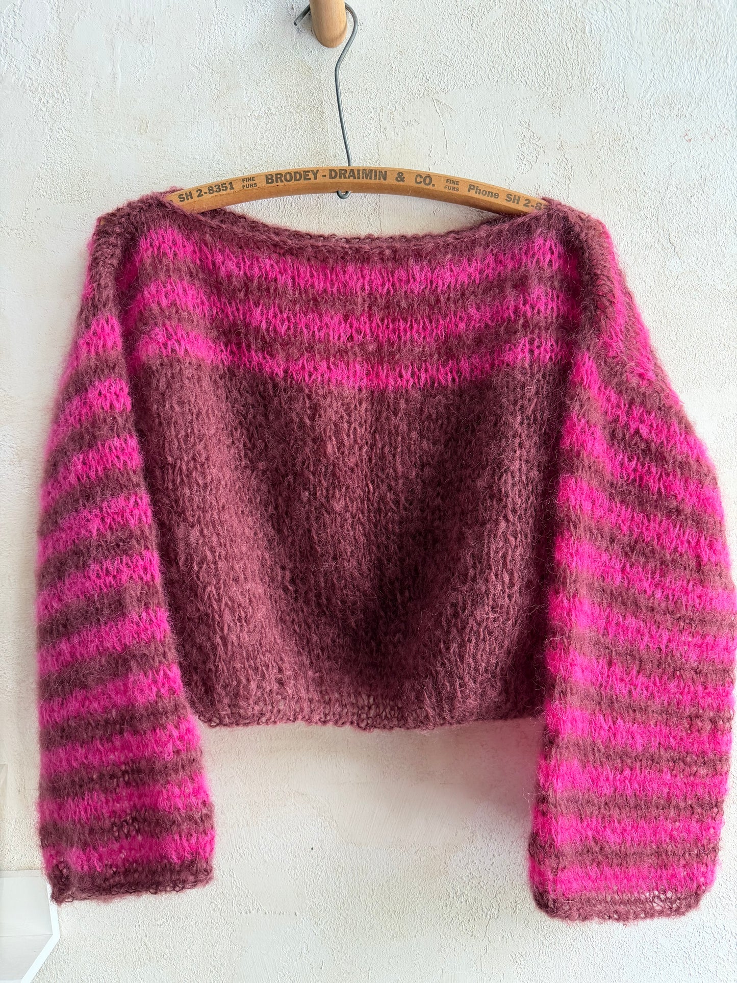 Maroon + Fuschia Stripe Sweater by Rayés
