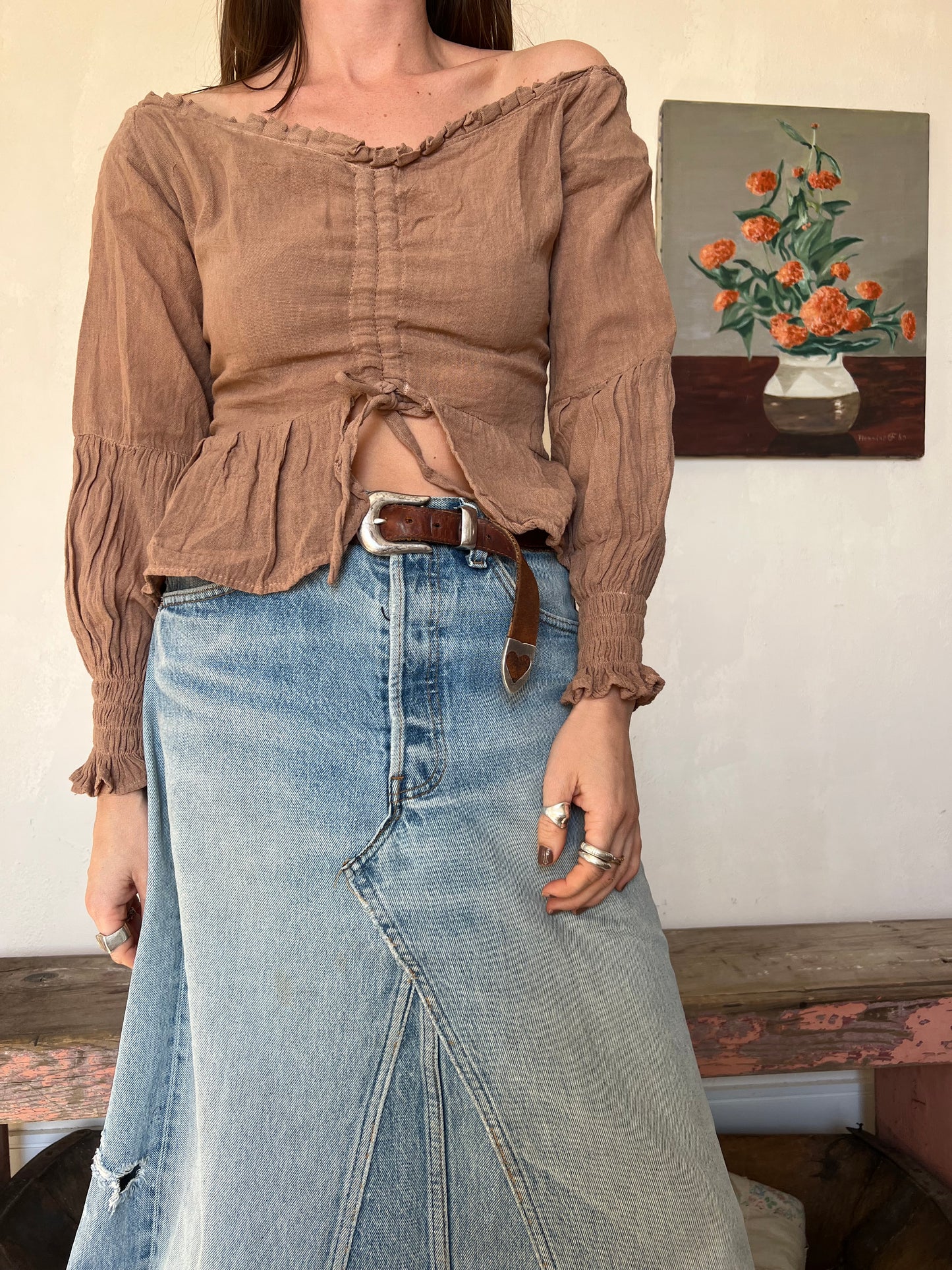 Oaxacan Brown Synched Blouse