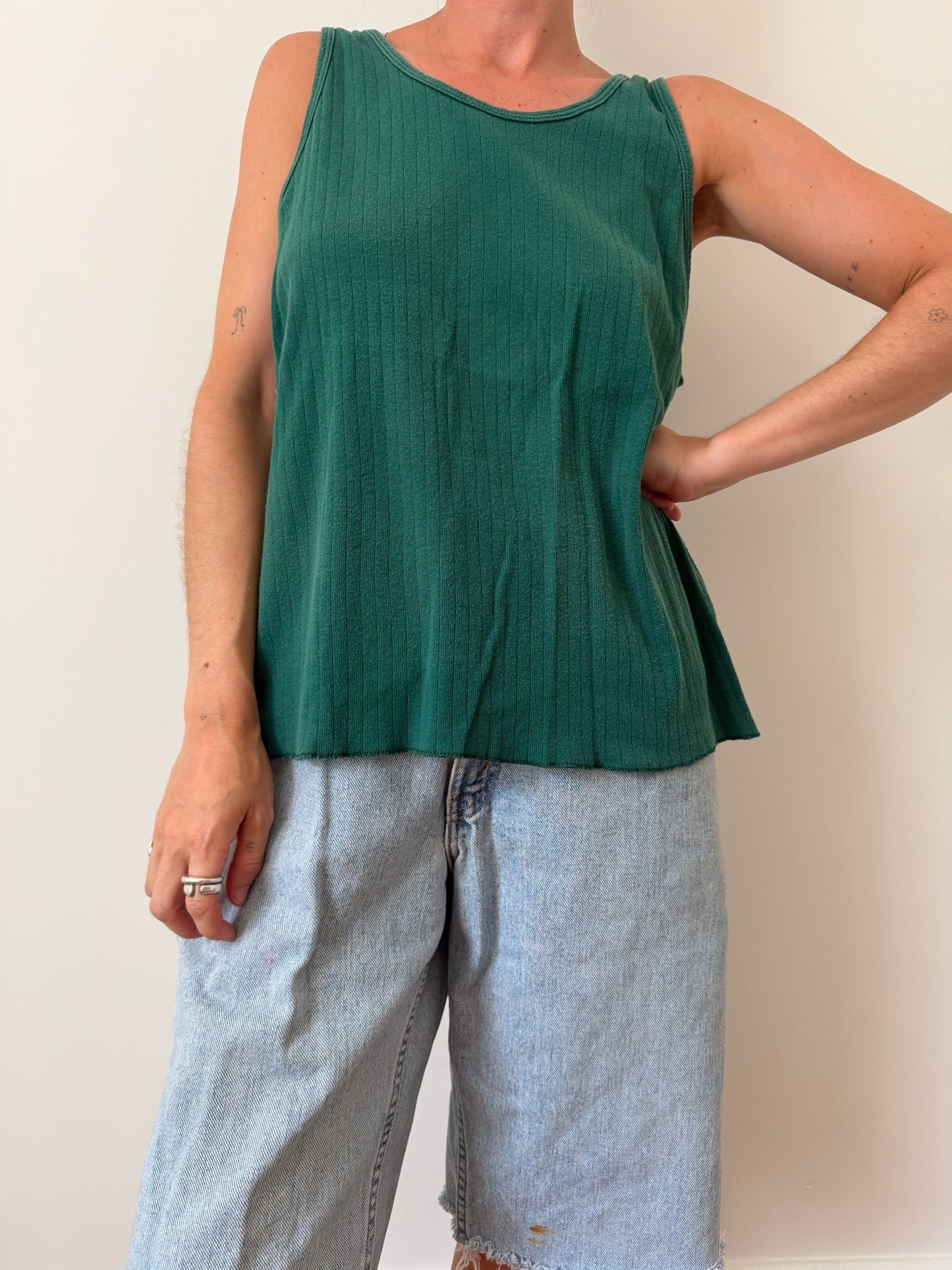 Hunter Green Ribbed Vintage Tank