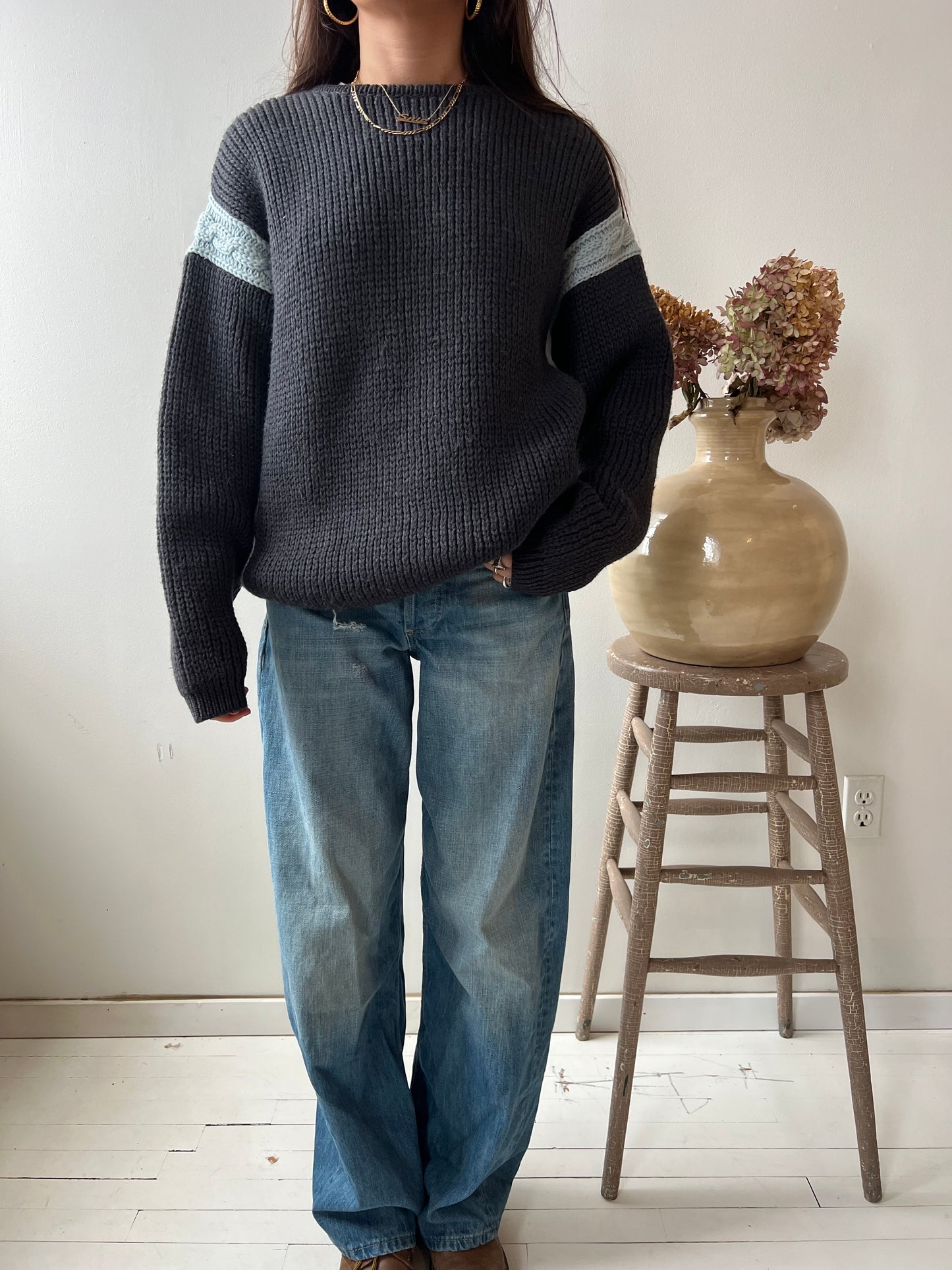 Chunky Ribbed Charcoal Grey Knit