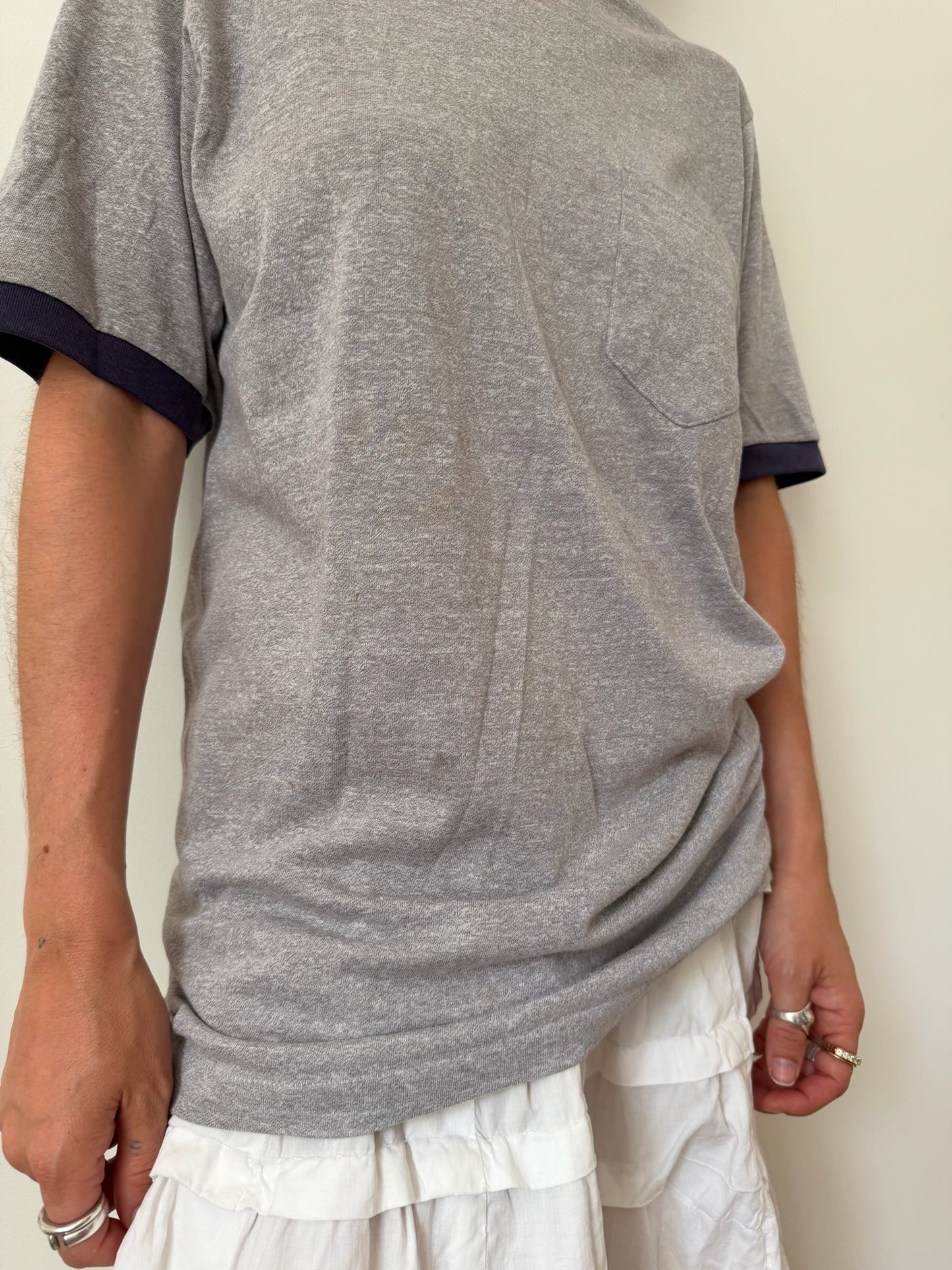Grey Ringer Pocket Tee