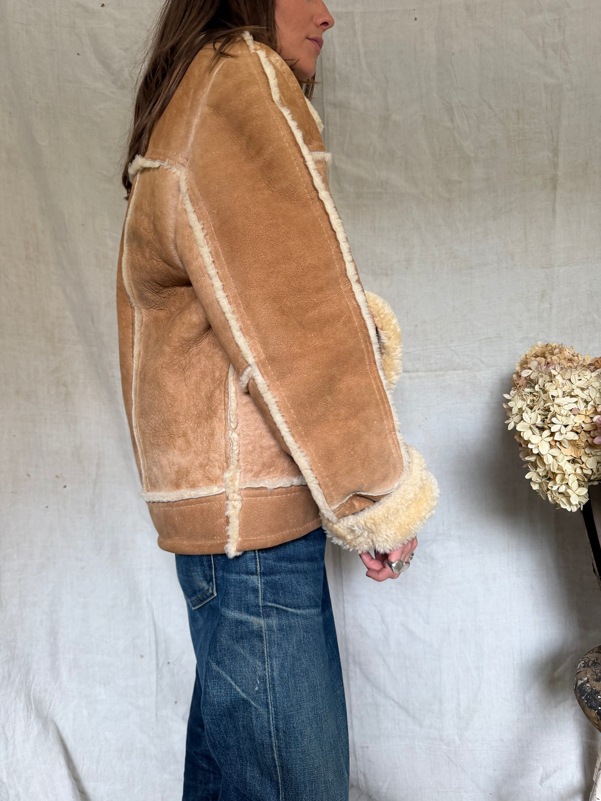 Genuine Shearling Zip-Up Jacket