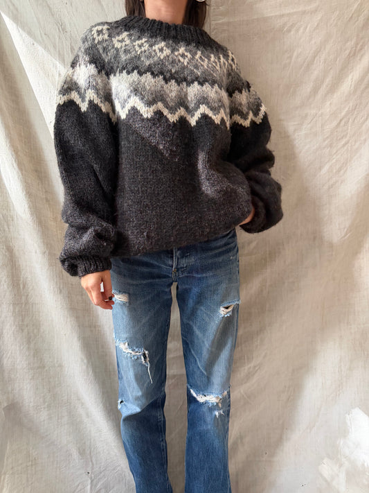 Grey + Black Icelandic Wool Sweater