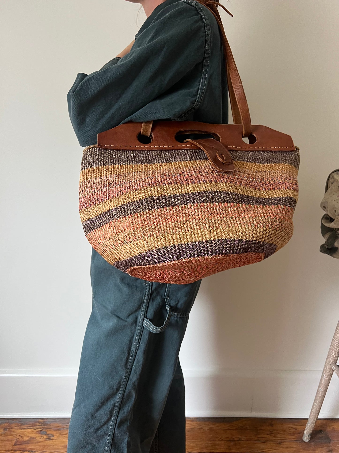 Woven Striped Market Bag