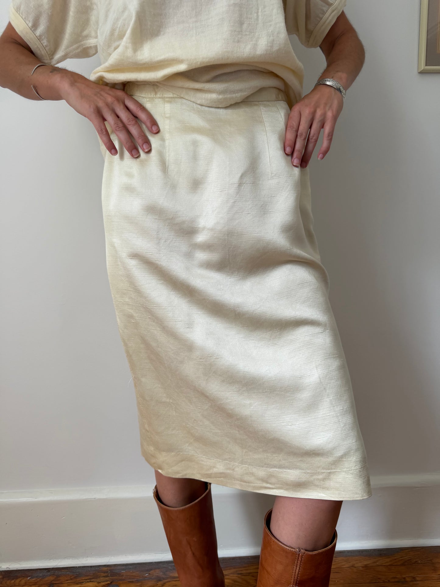 Butter Yellow Silk Skirt