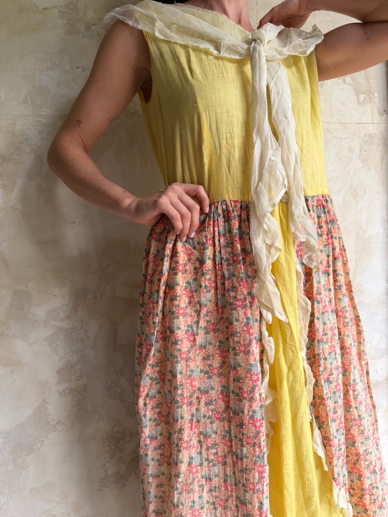 Antique Yellow Floral Dress