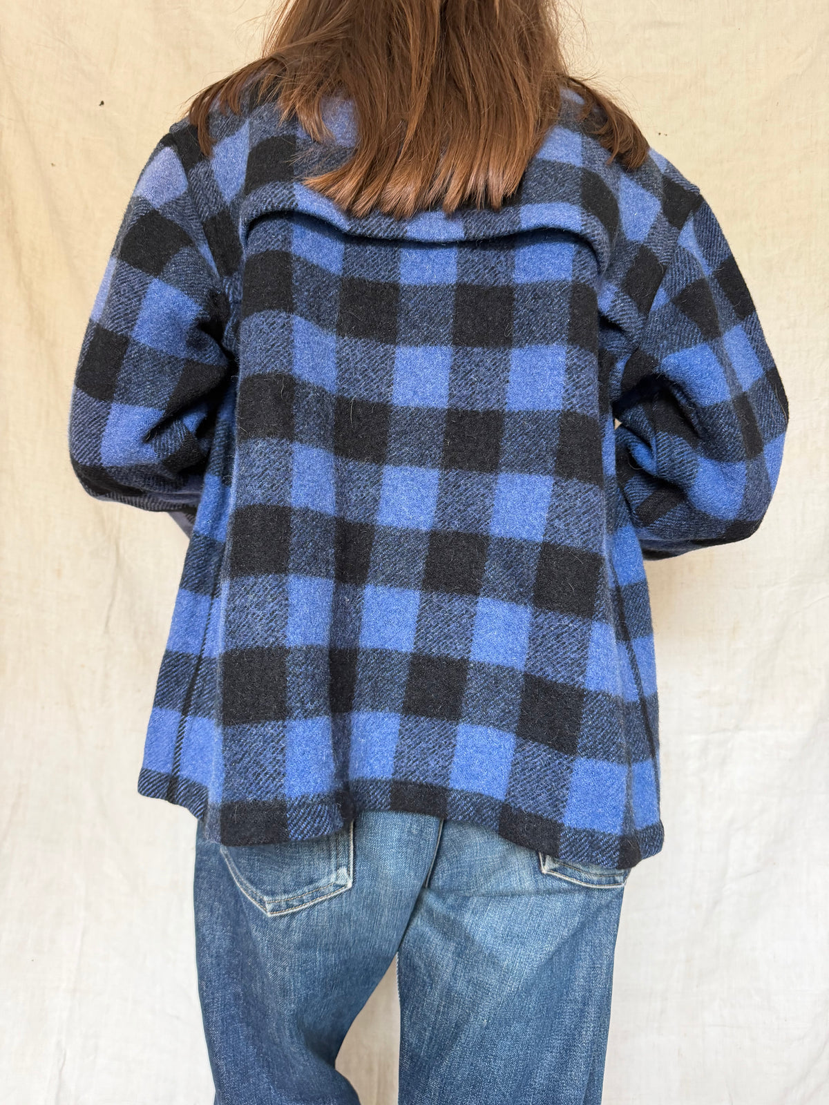 Blue and Black Checker Plaid Shacket