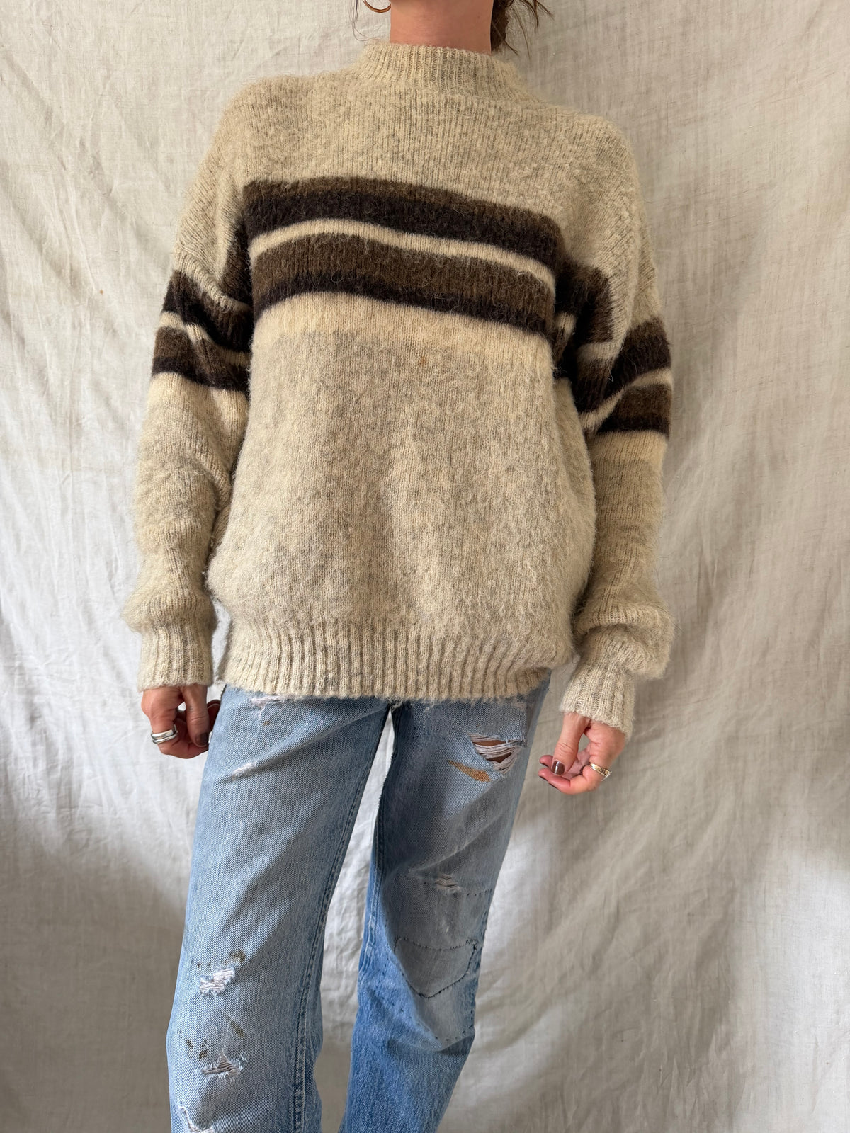 Brown and Oatmeal Striped Sweater