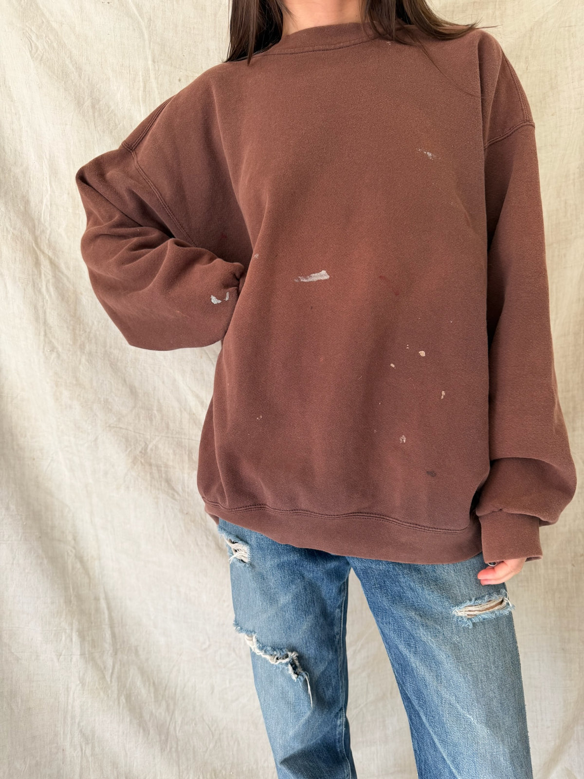 Chocolate Brown Painters Crewneck