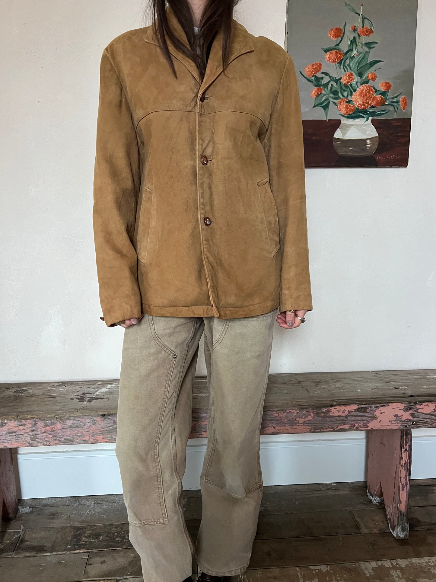 Tan Suede Blazer Jacket