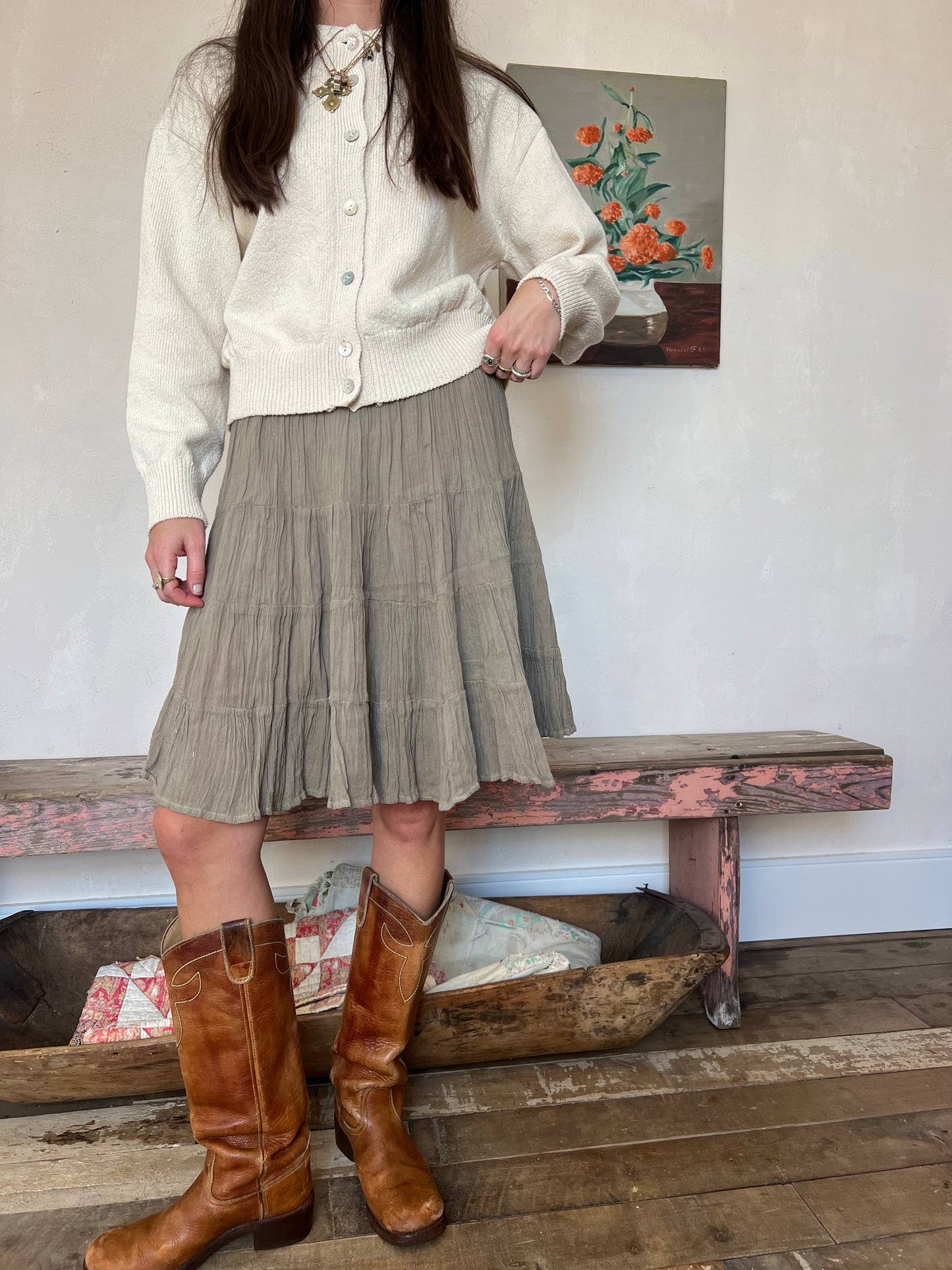 Oaxacan Sage Short Cotton Skirt