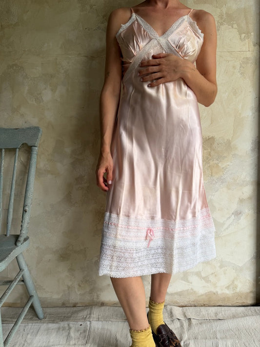 Italian Satin Baby Pink Slip Dress