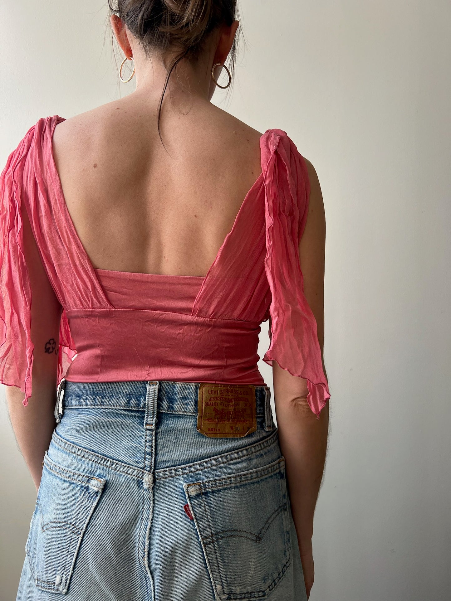 Bebe Flowy Pink Tie-Up Tank