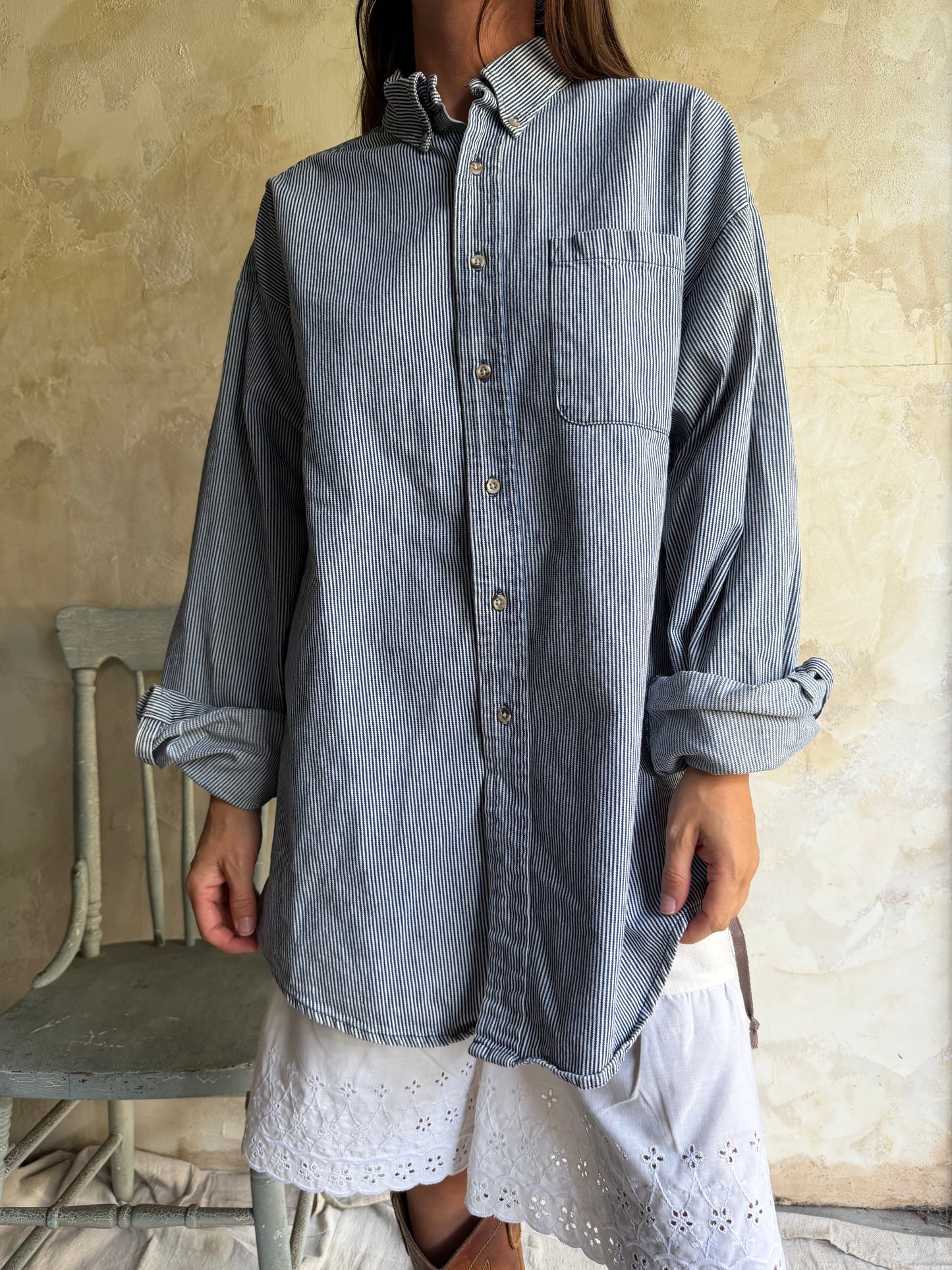 Pinstripe Men’s Button Up