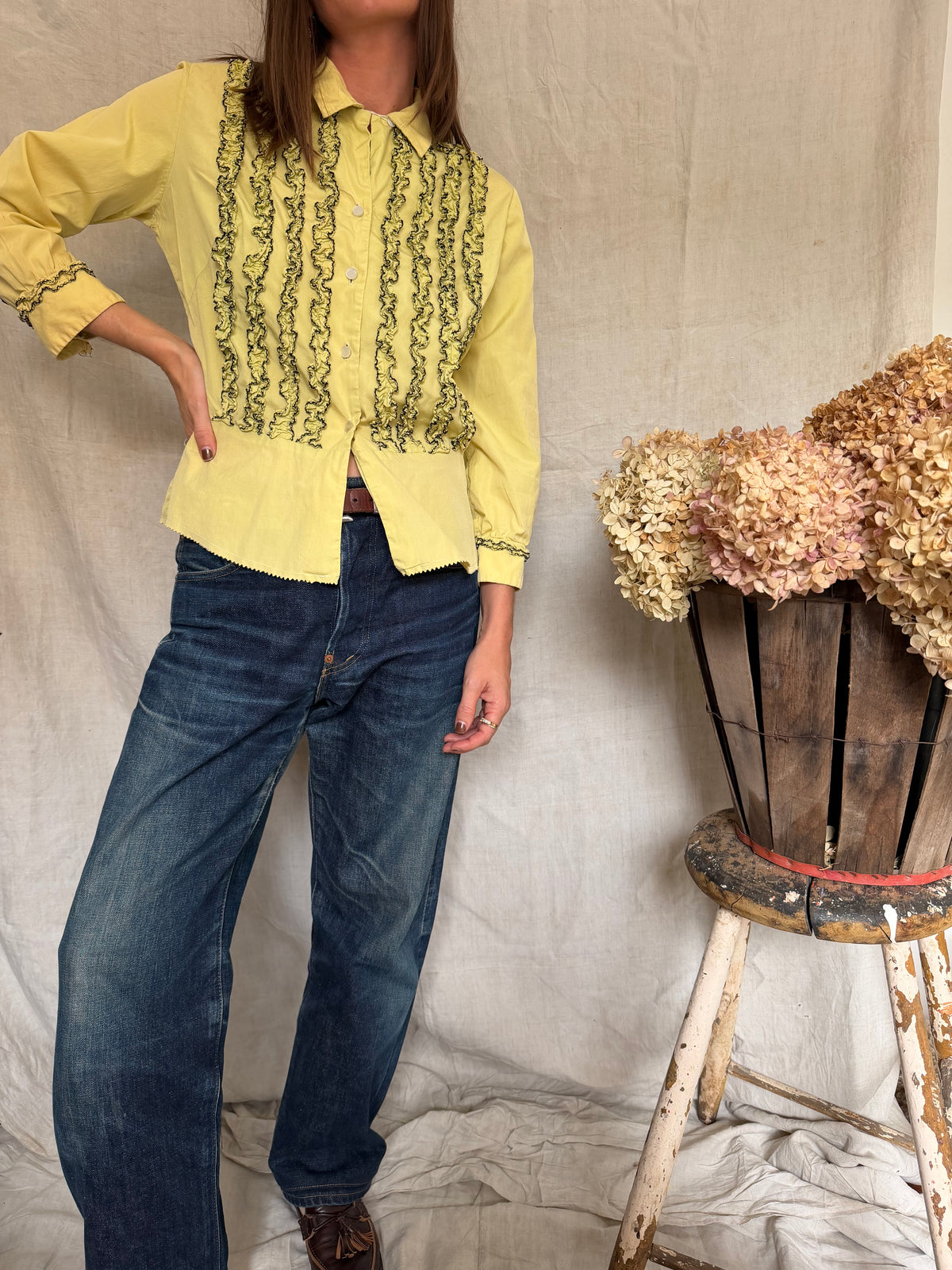Yellow Tuxedo Blouse