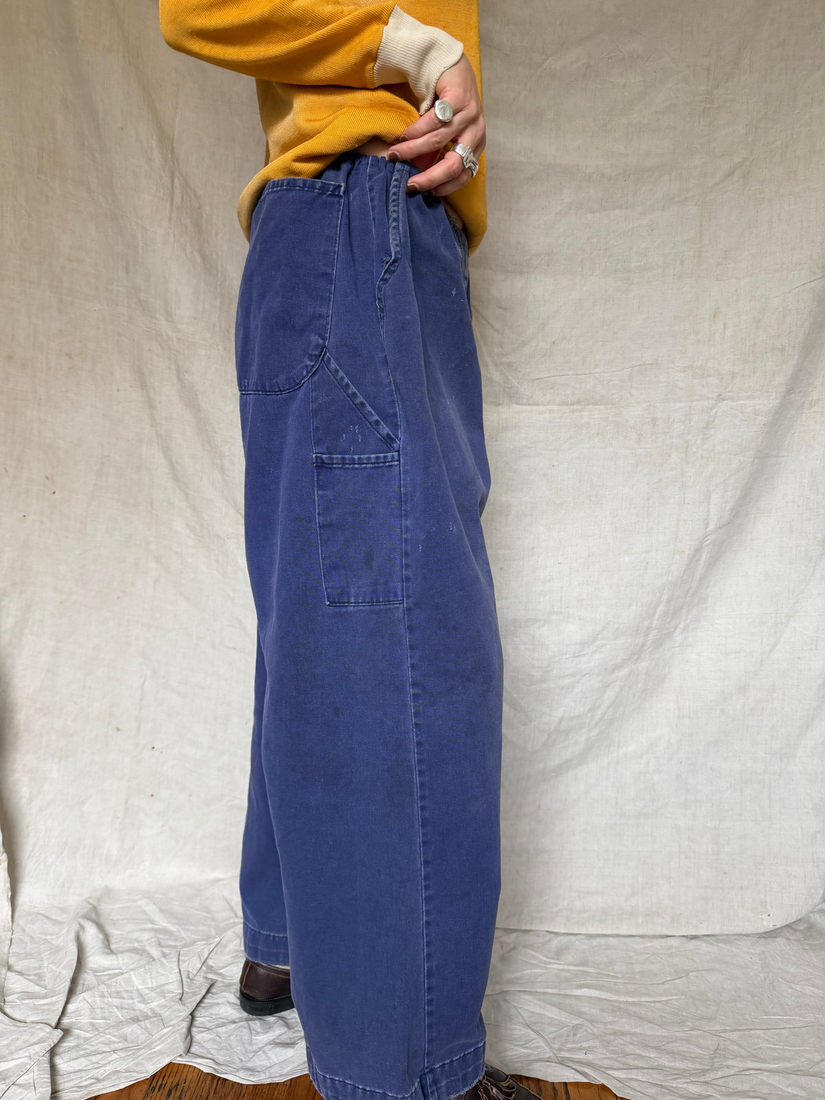 Indigo Reworked Cotton Coverall Trouser
