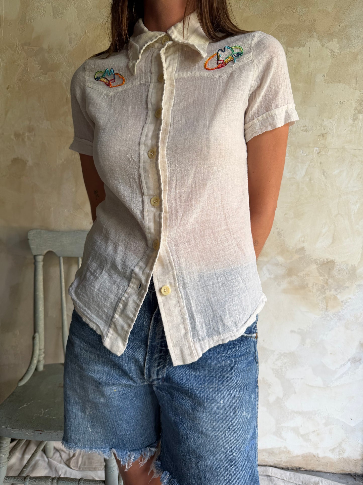 Gauzy Cotton Button Up Top