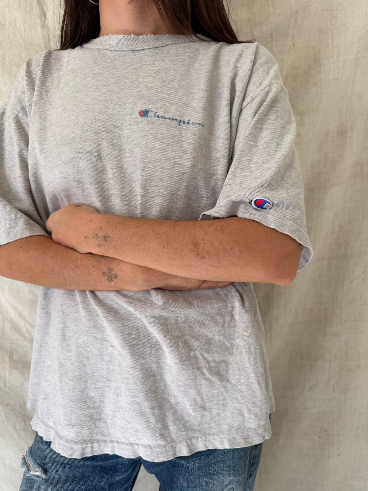 Distressed Champion Grey Tee