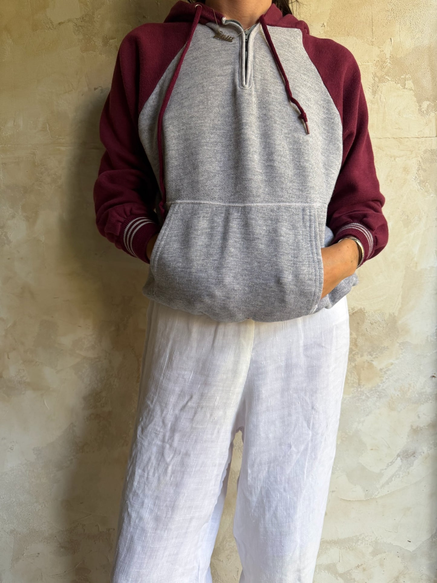 Maroon + Grey Hoodie