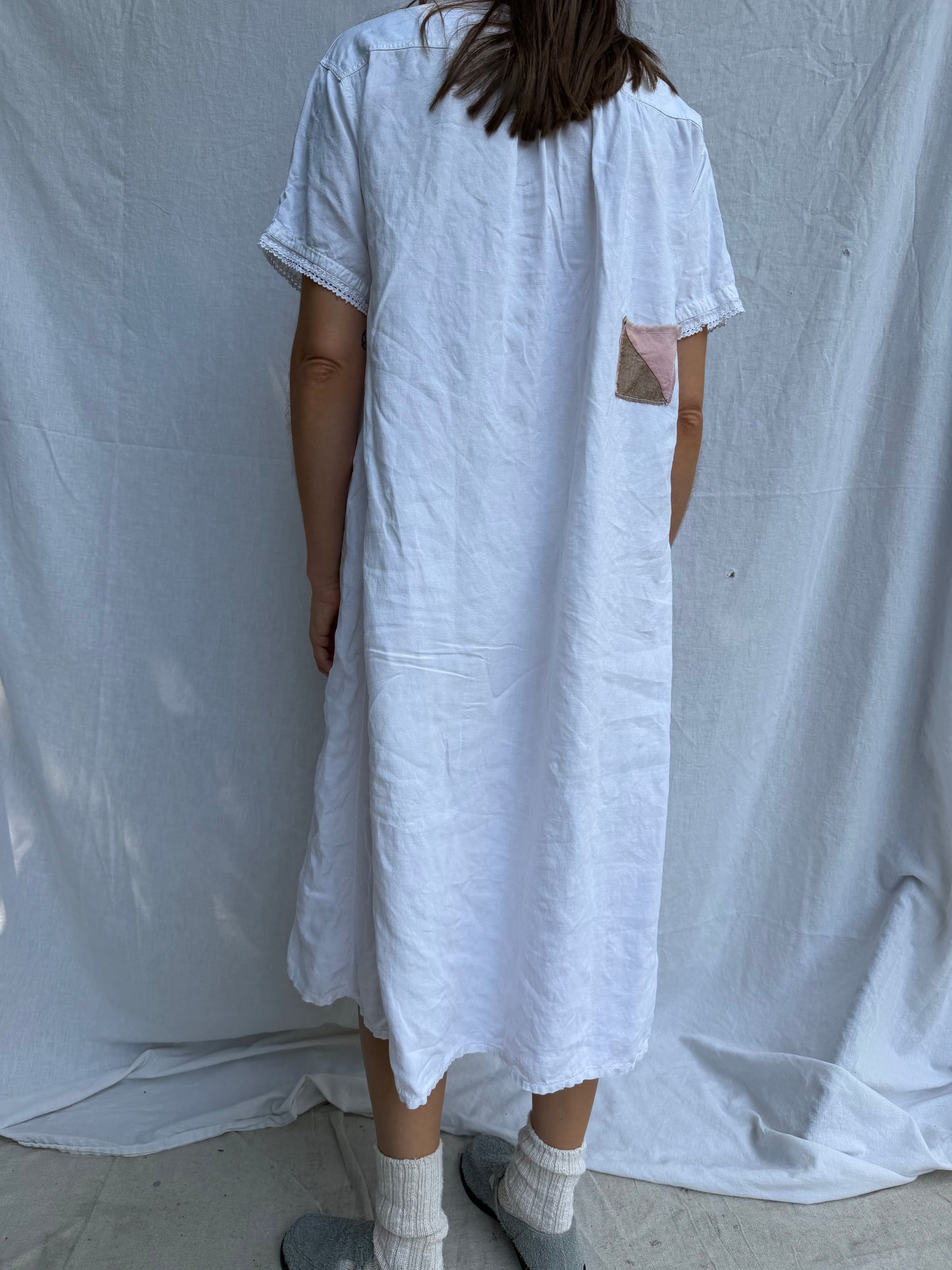 Antique Italian White Linen Smock