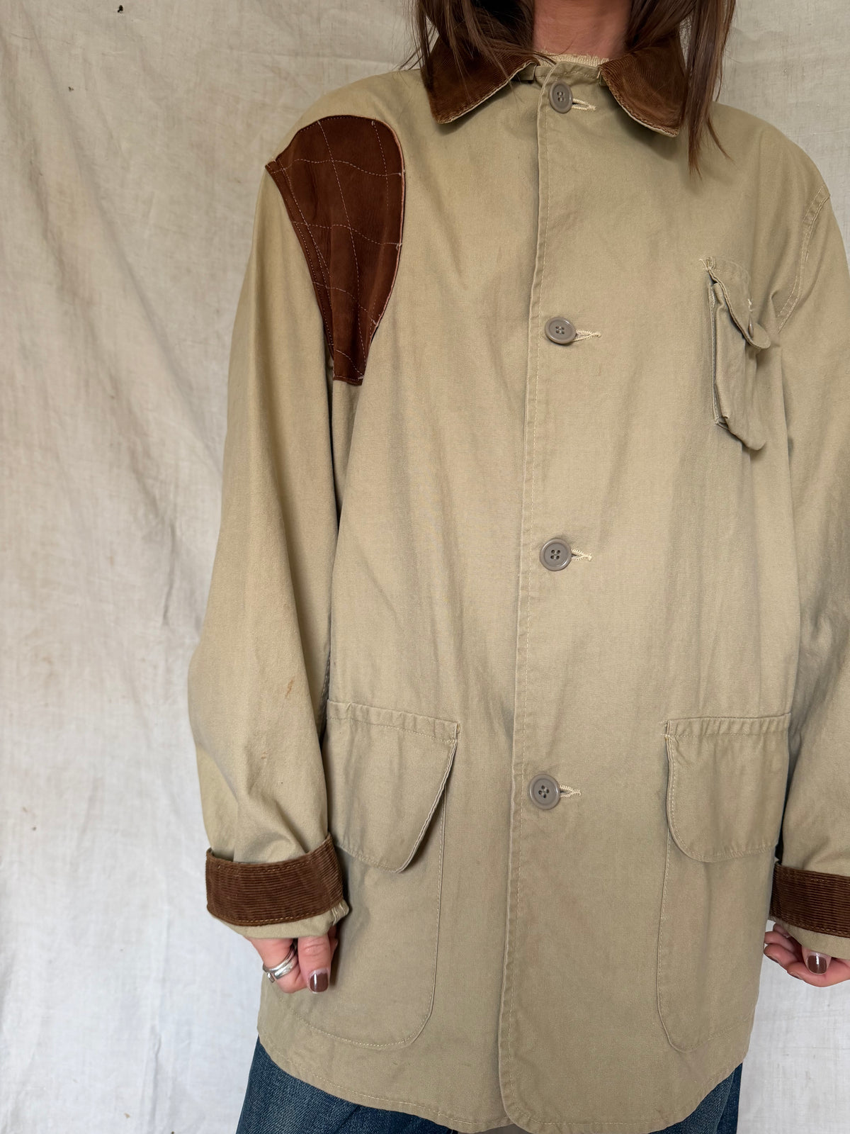 Taupe + Brown Suede Hunting Jacket