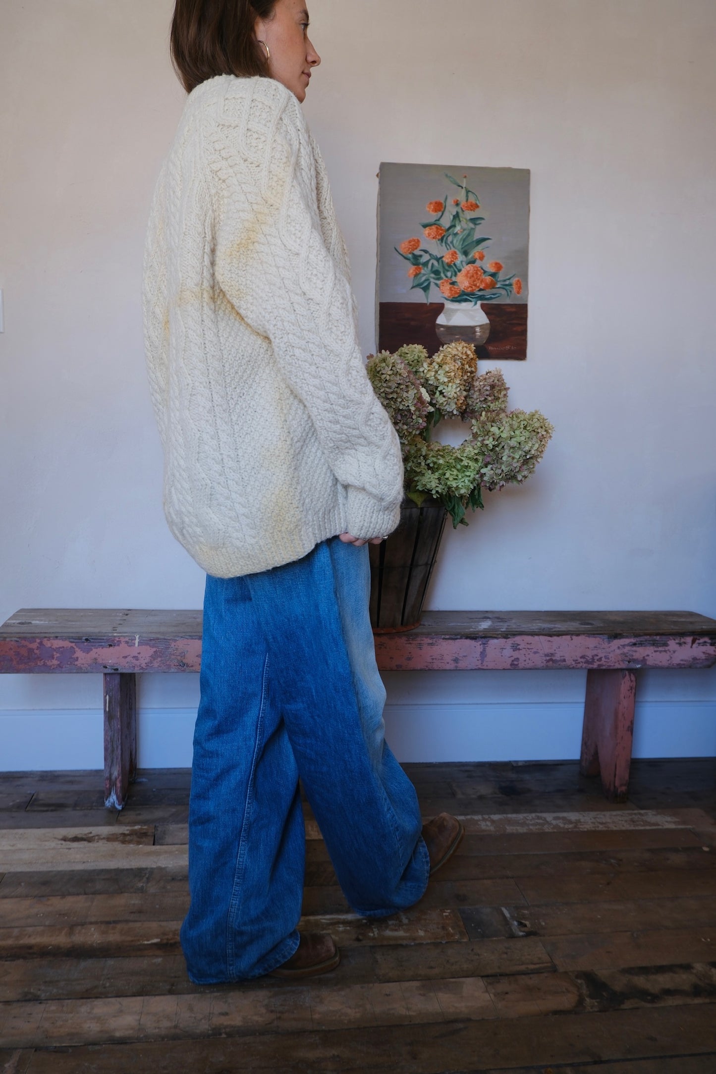 Cream Irish Wool Fisherman Sweater