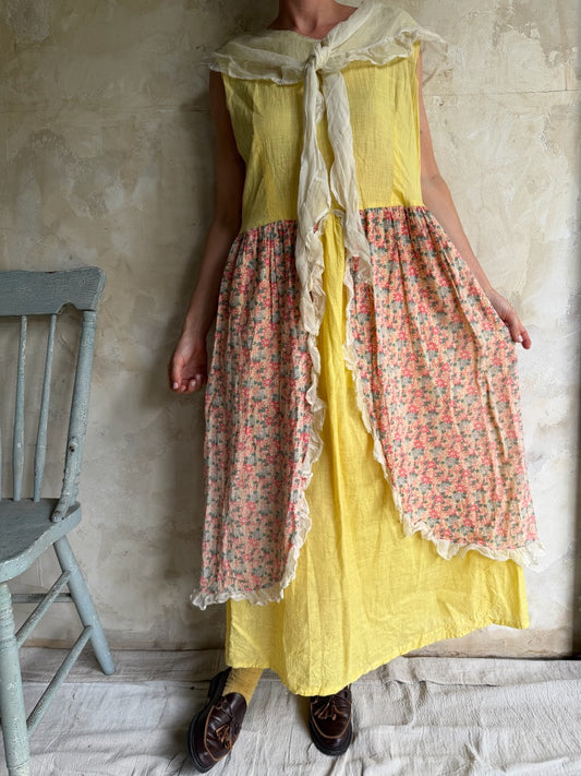 Antique Yellow Floral Dress