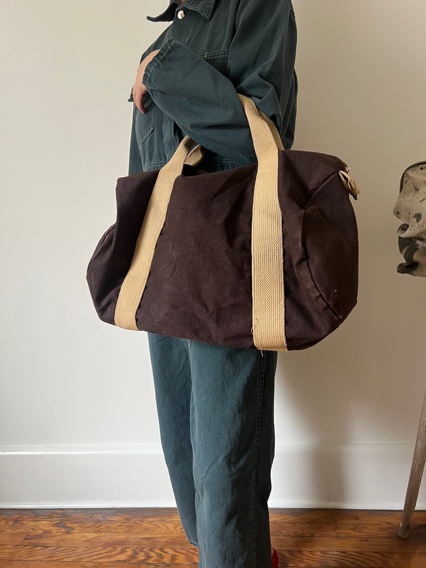 Two Toned Brown Canvas Bag