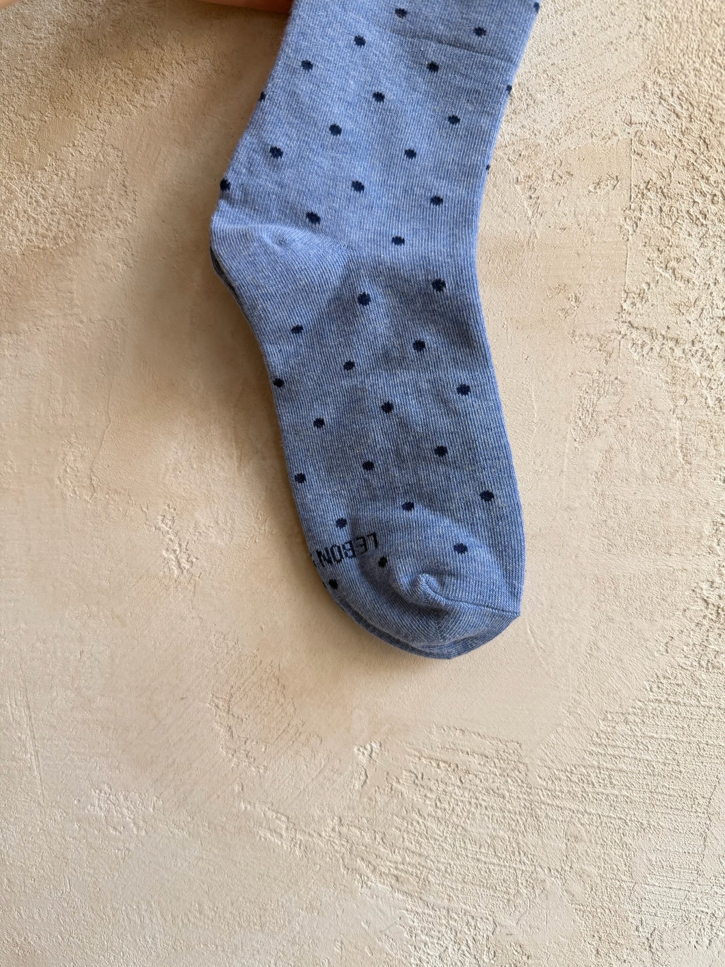 Patterned Sneaker Socks in Blue/Navy Polka Dot By Le Bon Shoppe