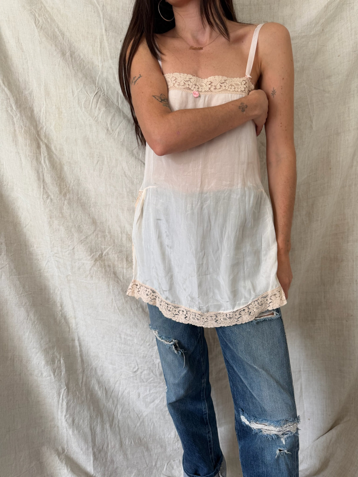 Antique Blush Silk Tank