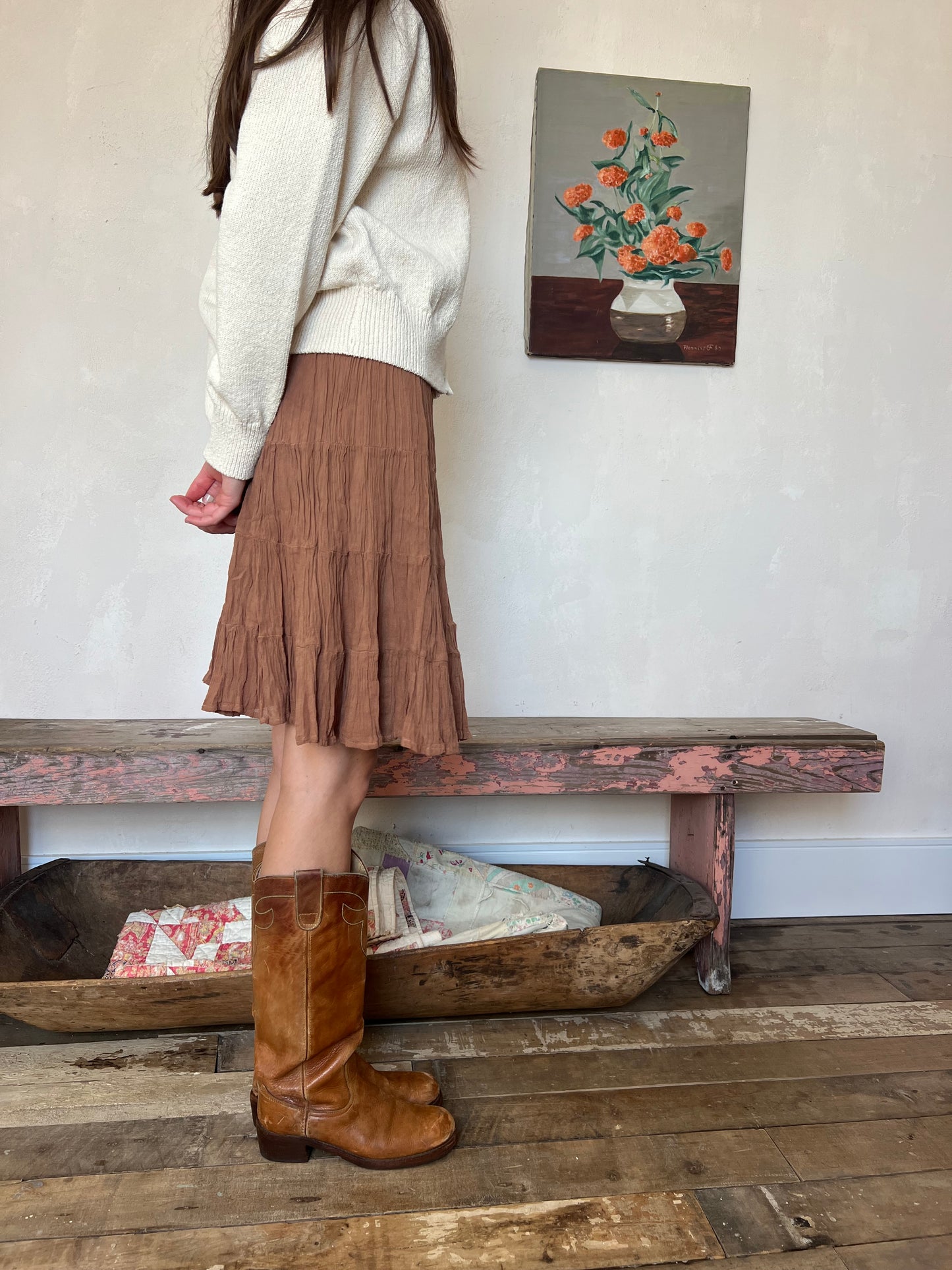 Oaxacan Copper Short Cotton Skirt
