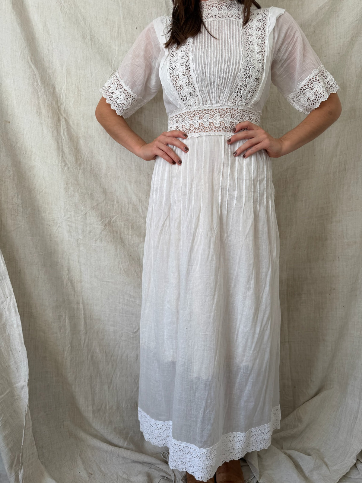 Edwardian White Cotton Tea Dress