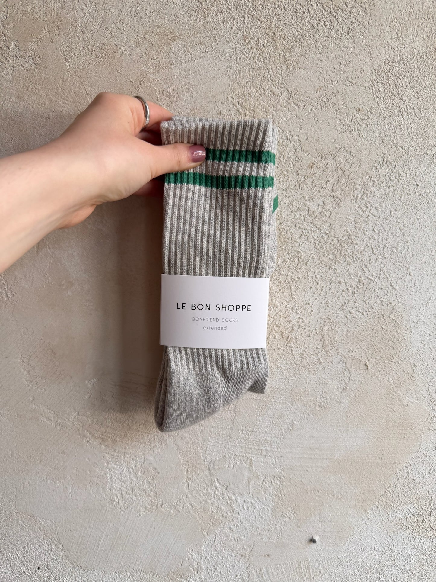 Extended Boyfriend Socks in Lt. Grey by Le Bon Shoppe