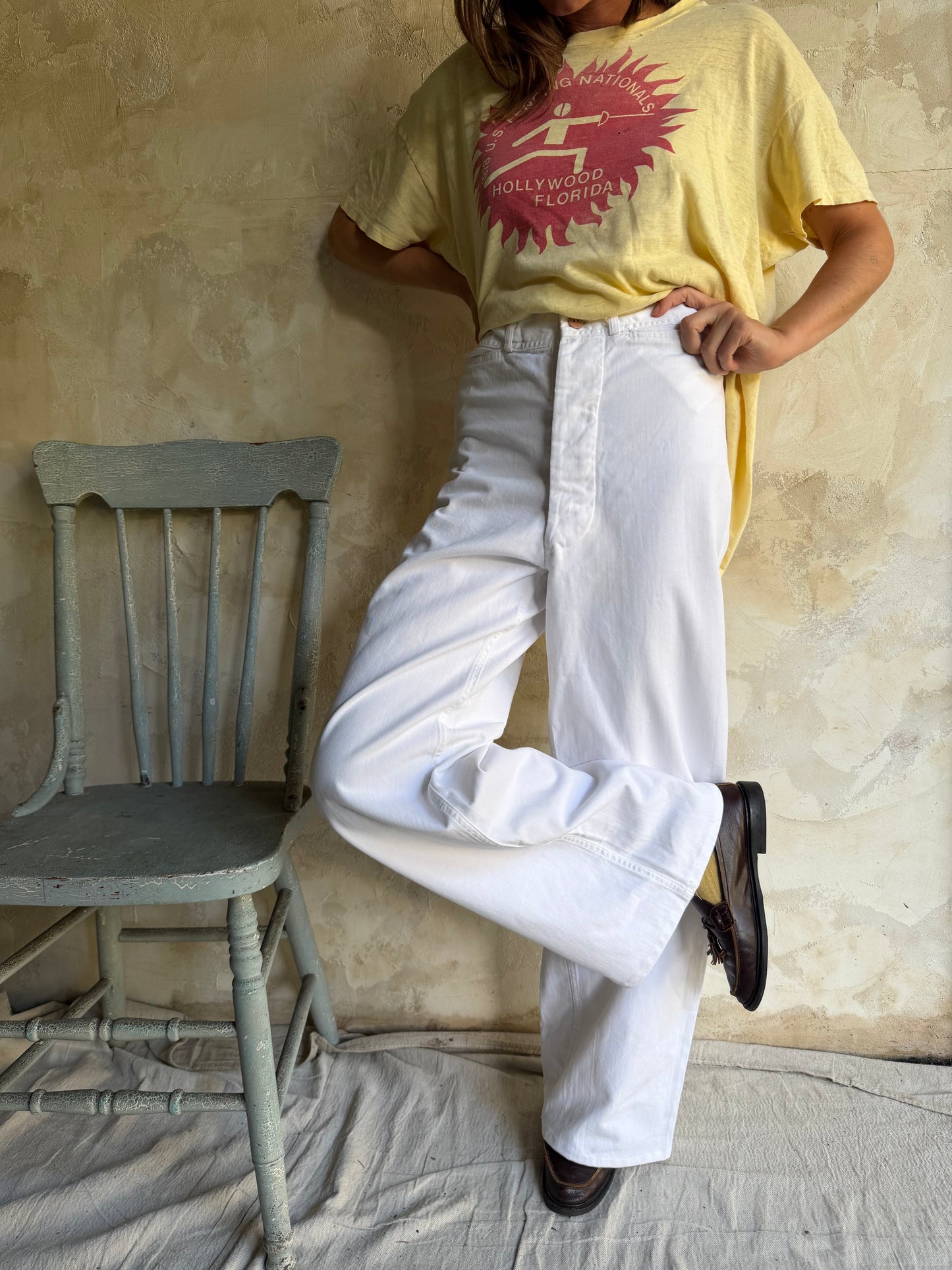 White Sailors Flare Pants
