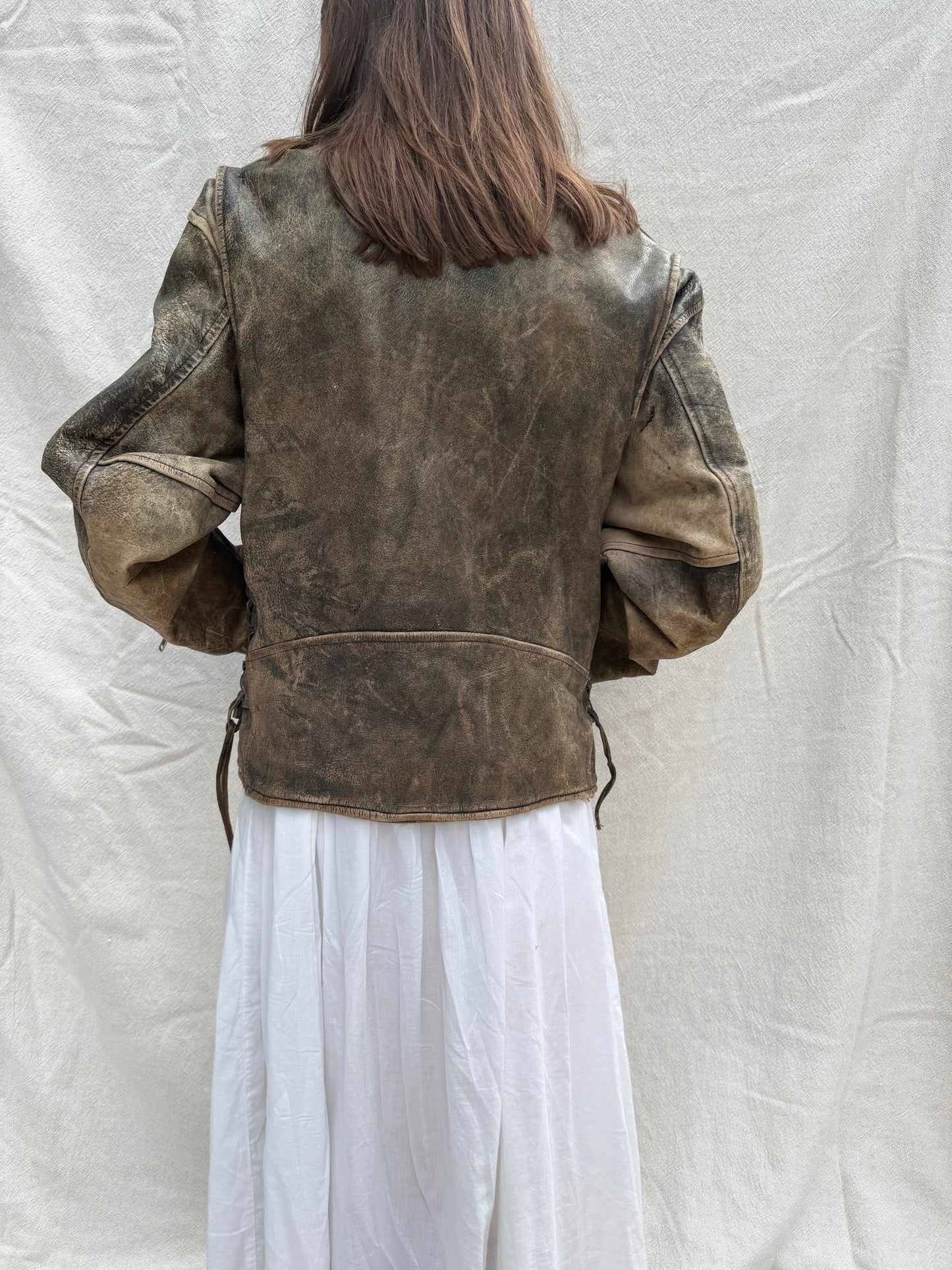 Super Distressed Leather Biker Jacket