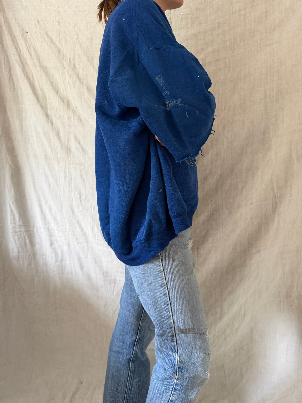 Cropped Royal Blue Crewneck