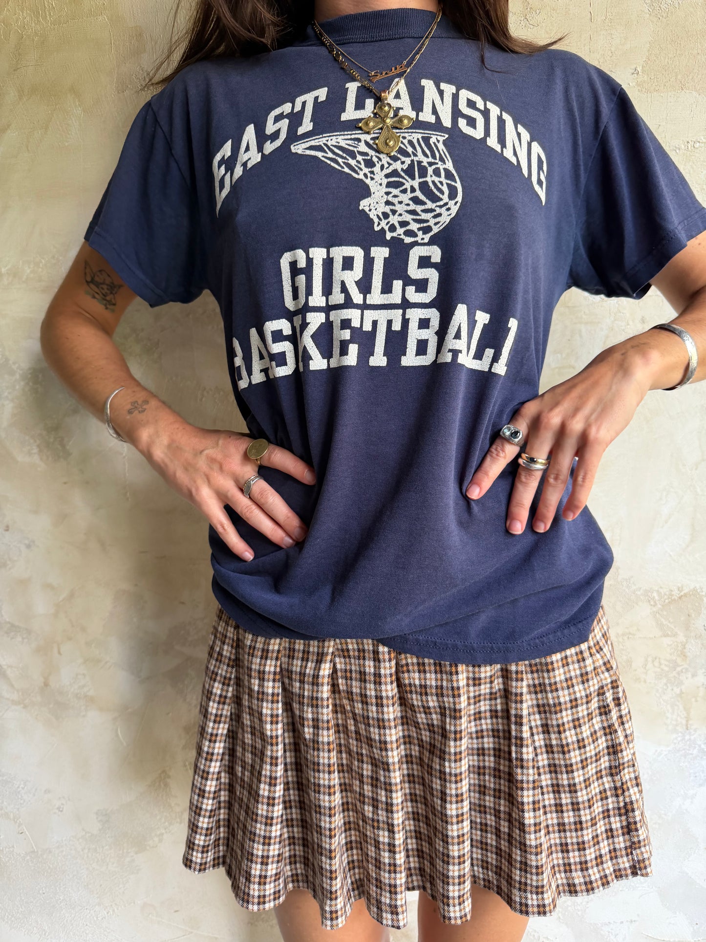 Navy East Lansing Girls Basketball Tee