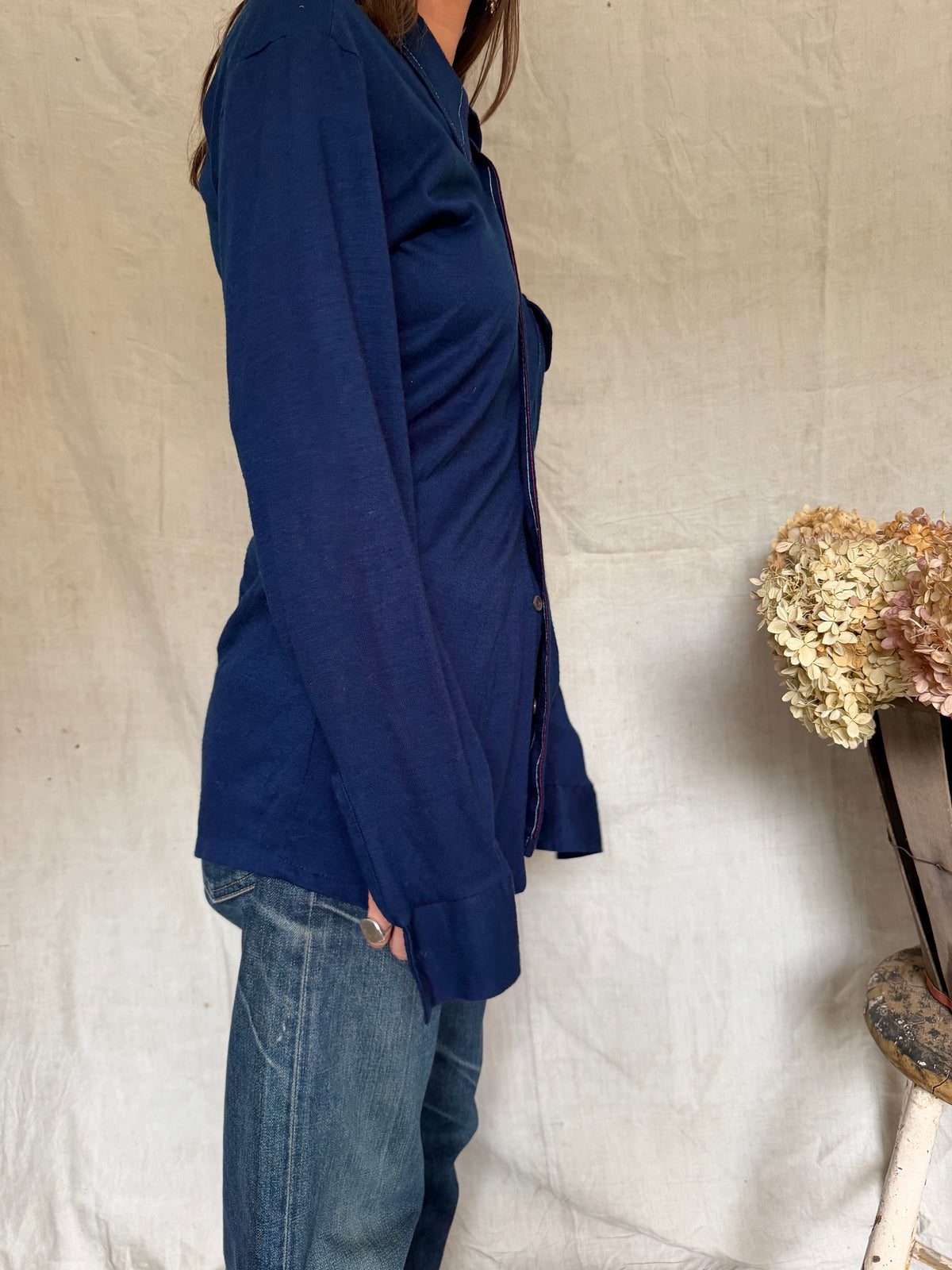 70s Blue Button Up